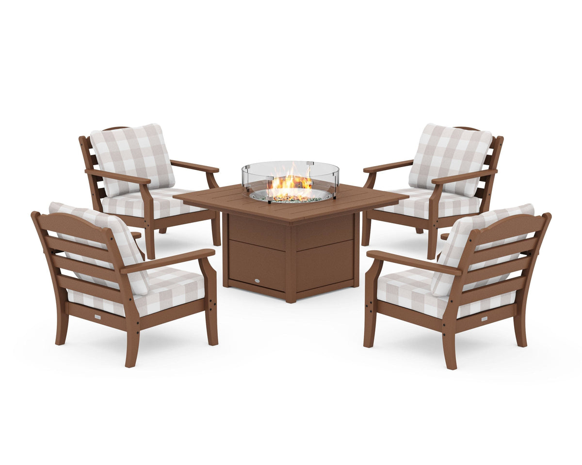 Savannah 5-Piece Deep Seating Set with Fire Pit Table