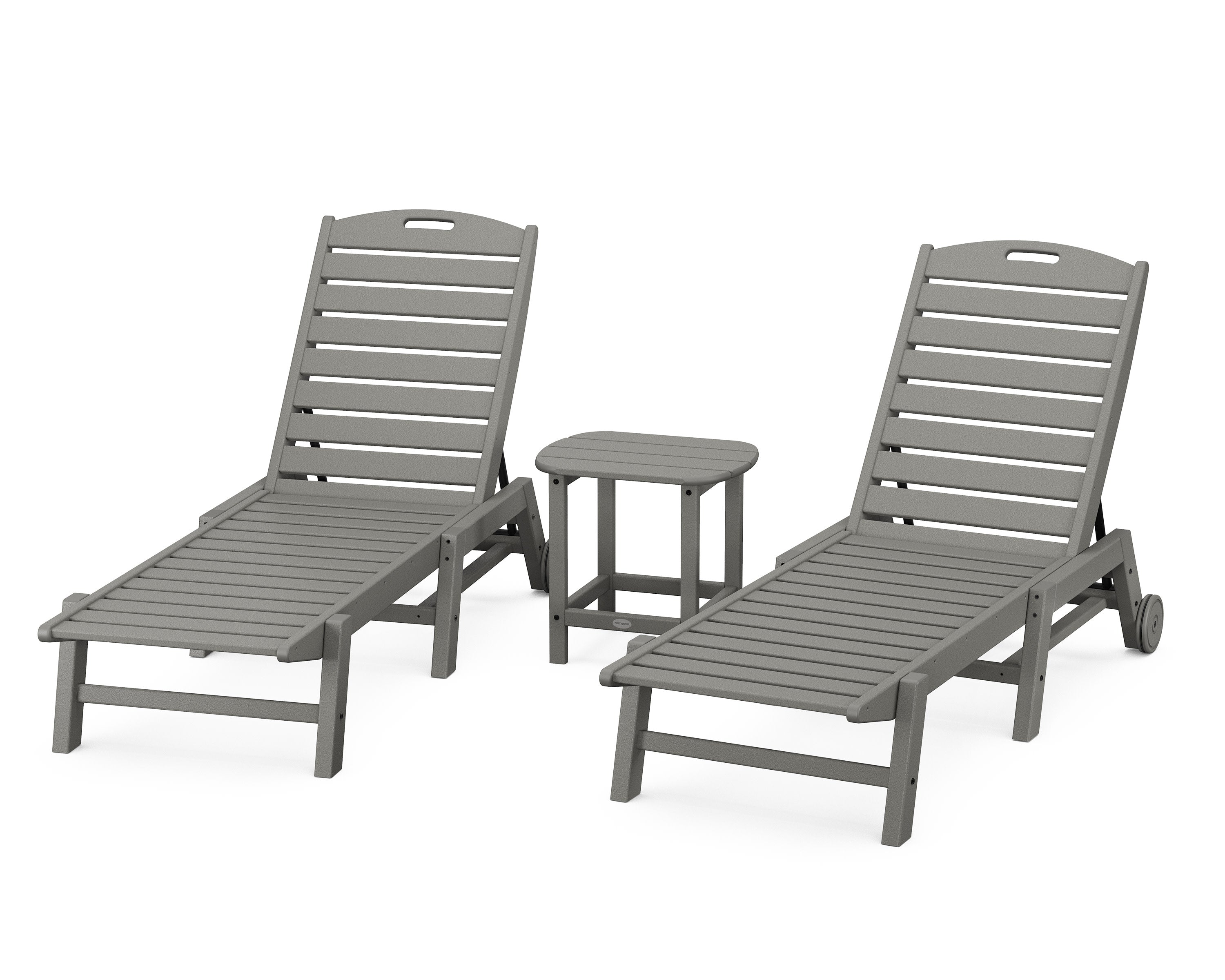 Nautical 3-Piece Chaise Lounge with Wheels Set with South Beach 18" Side Table