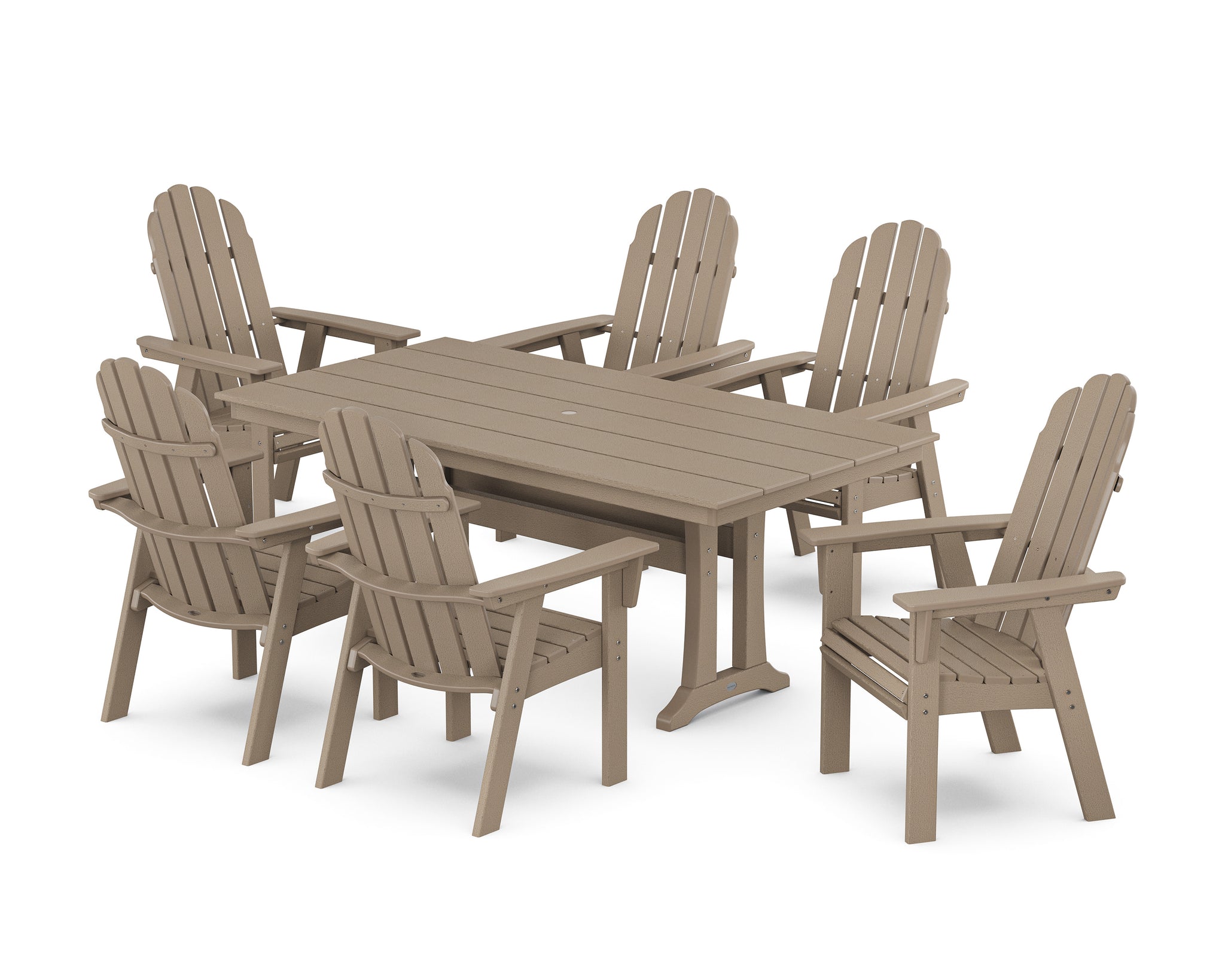 Vineyard Curveback Adirondack Chair 7-Piece Farmhouse Dining Set with Trestle Legs