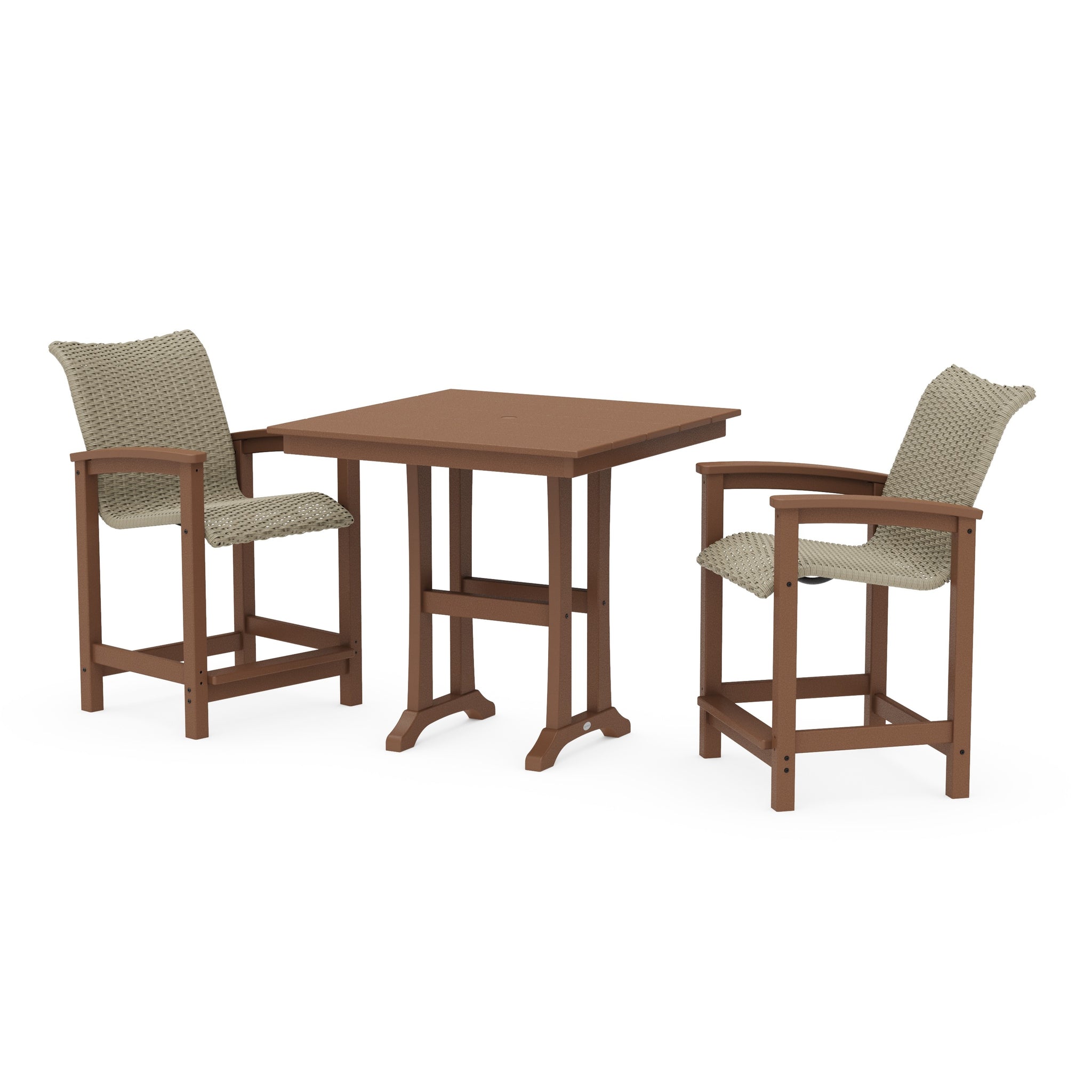 Coastal Woven 3-Piece Farmhouse Counter Set with Trestle Legs
