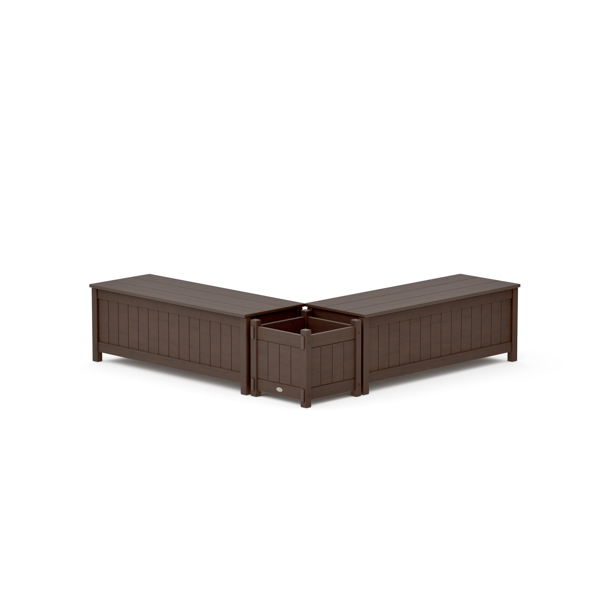 48" Vineyard L- Shaped Planter Storage Bench Set