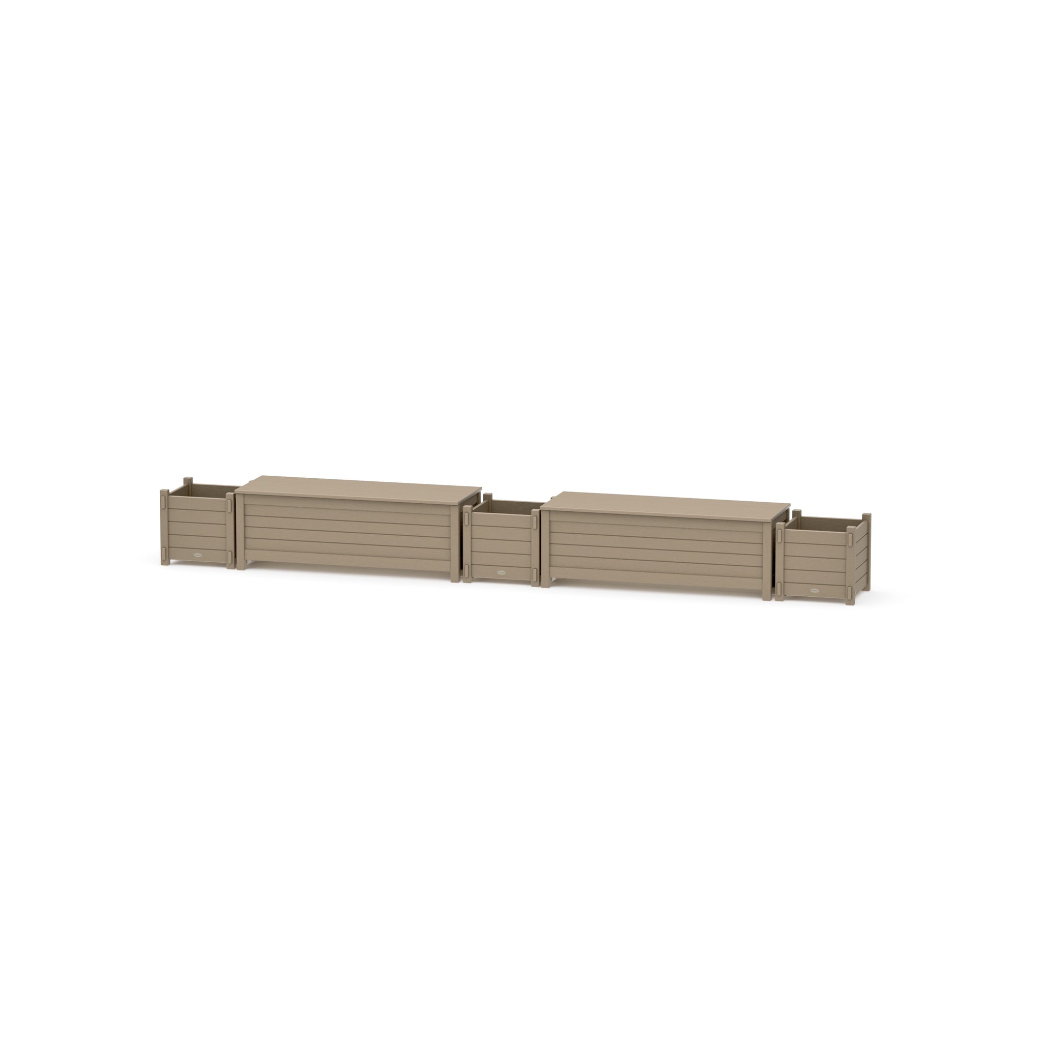 48" Nautical Straight Double Planter Storage Bench Set