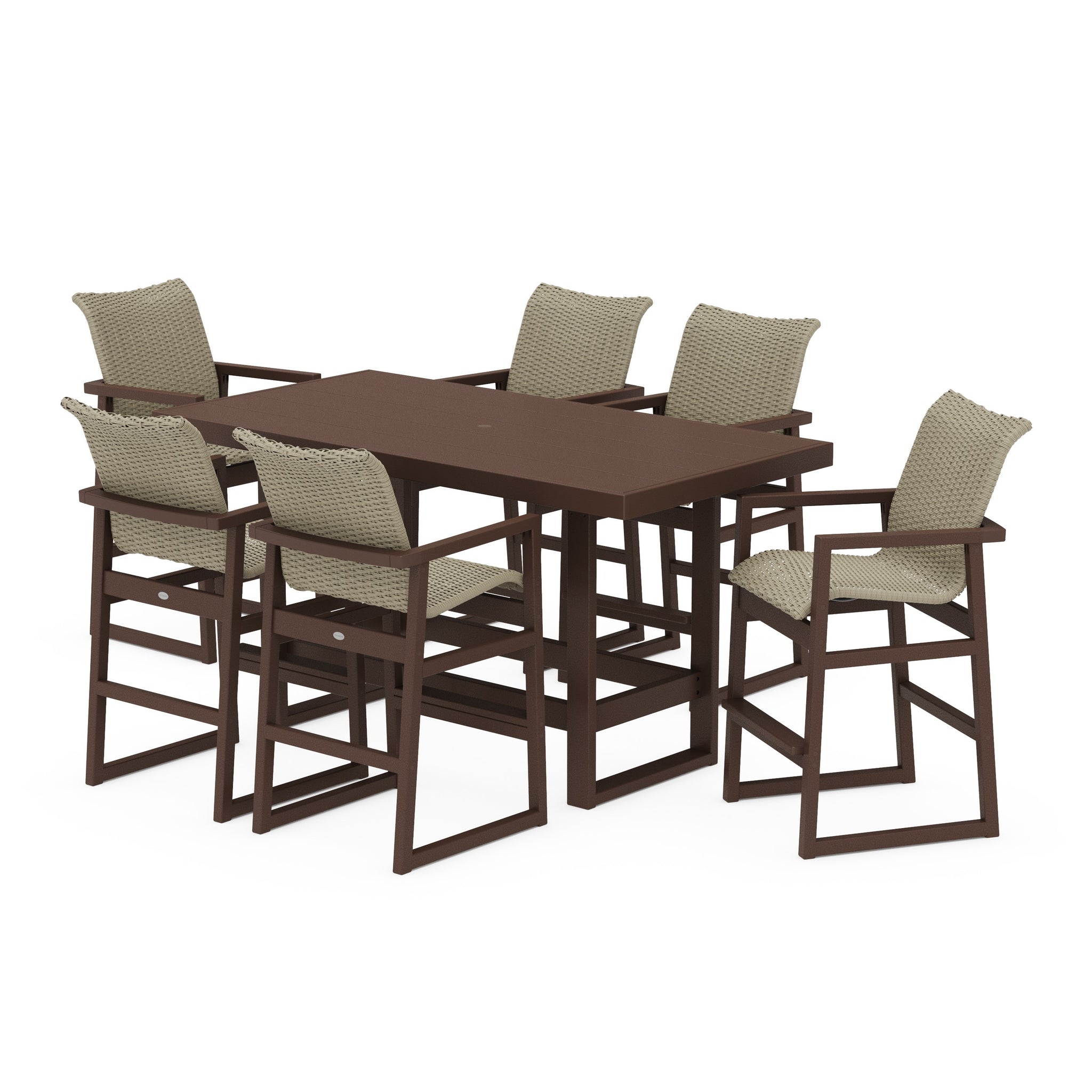 EDGE Woven Arm Chair 7-Piece Bar Set