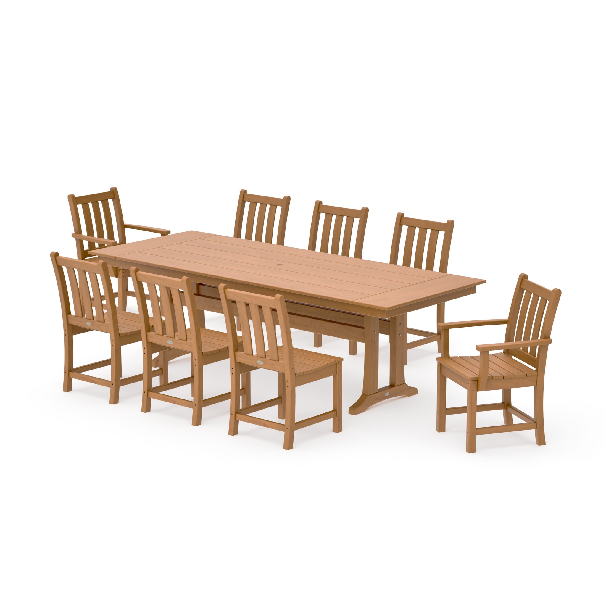 Traditional Garden 9-Piece Farmhouse Dining Set with Trestle Legs