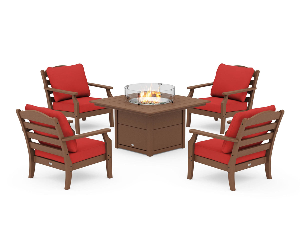 Savannah 5-Piece Deep Seating Set with Fire Pit Table
