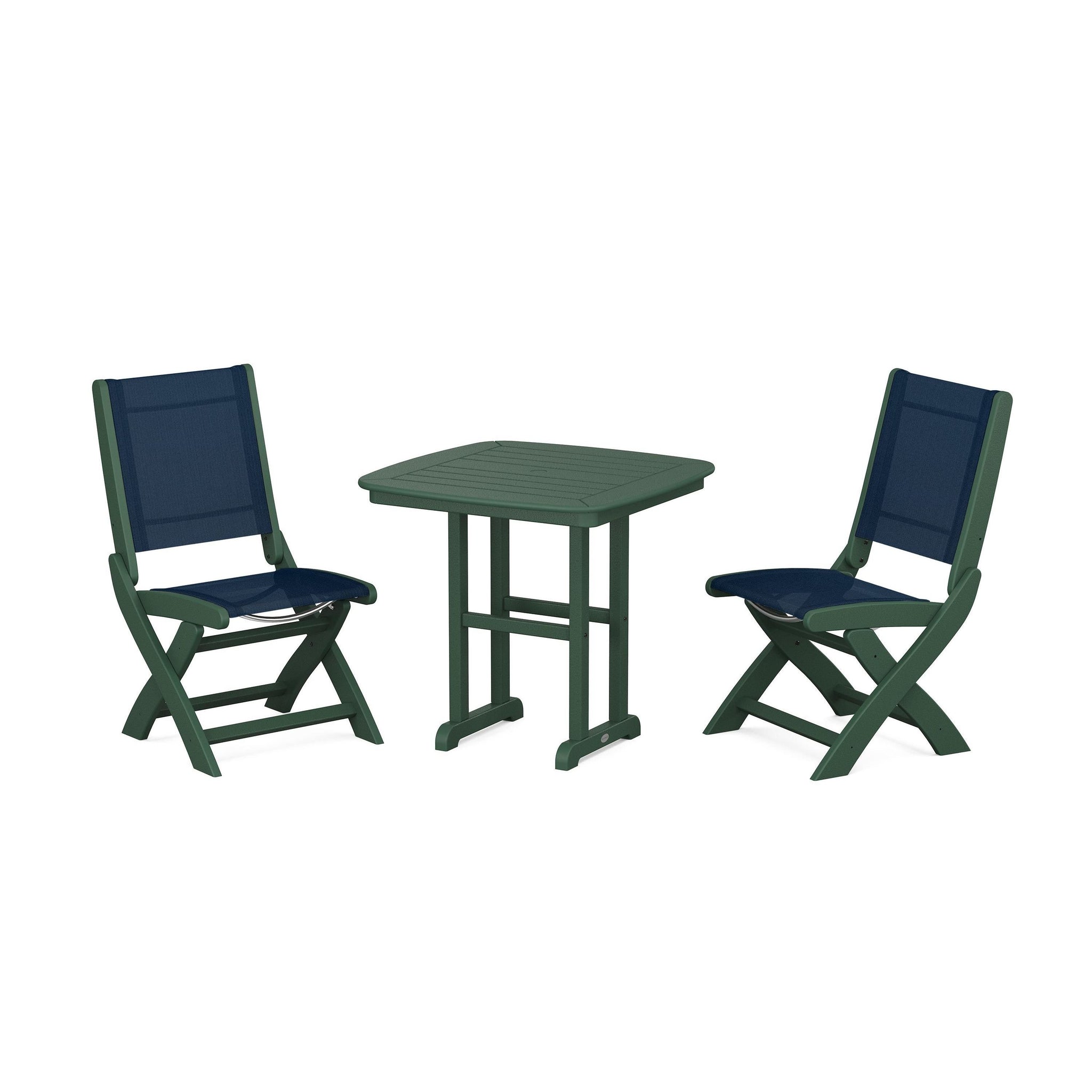 Coastal Folding Side Chair 3-Piece Dining Set