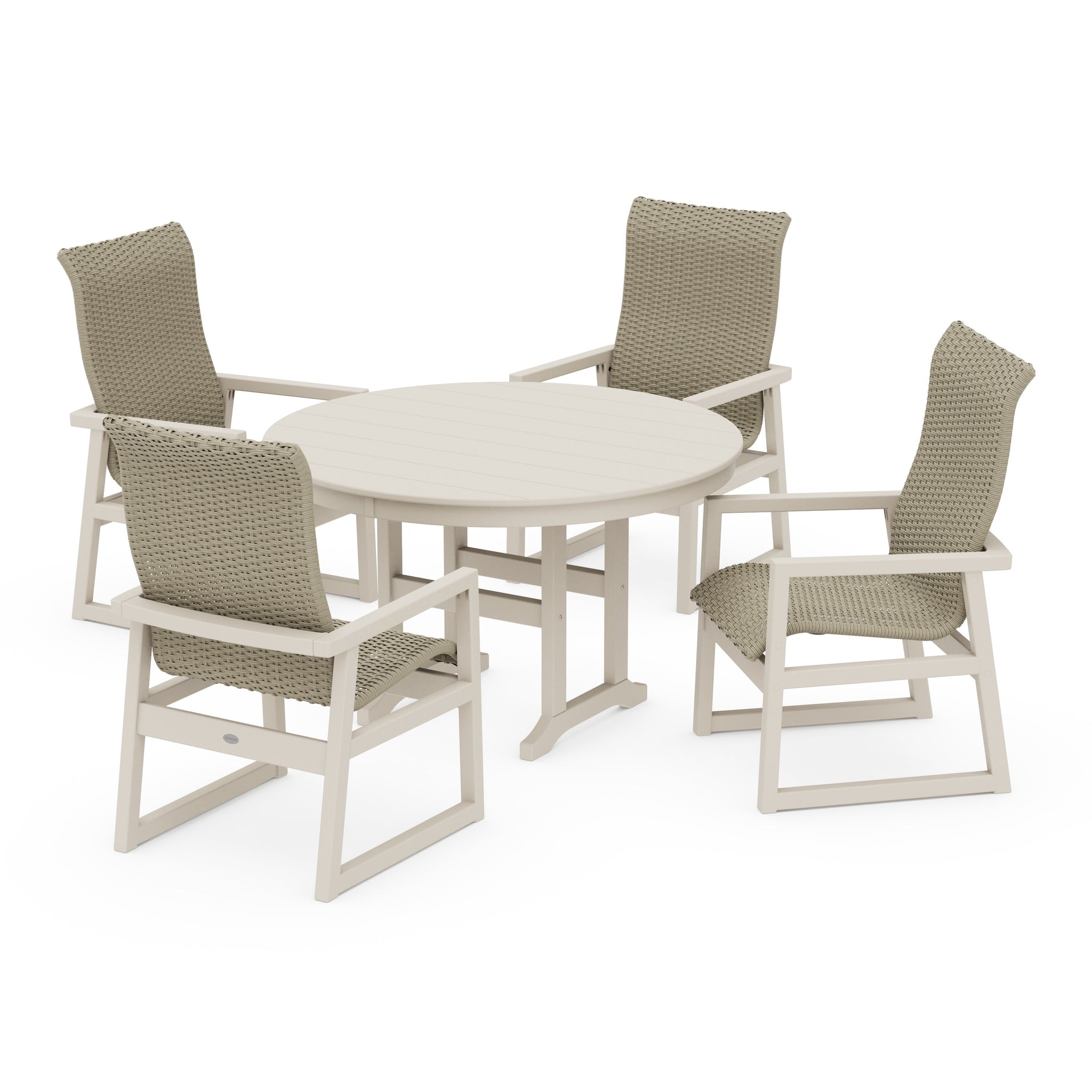 EDGE Woven Highback 5-Piece Round Farmhouse Dining Set