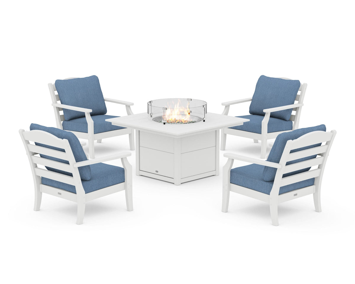 Savannah 5-Piece Deep Seating Set with Fire Pit Table
