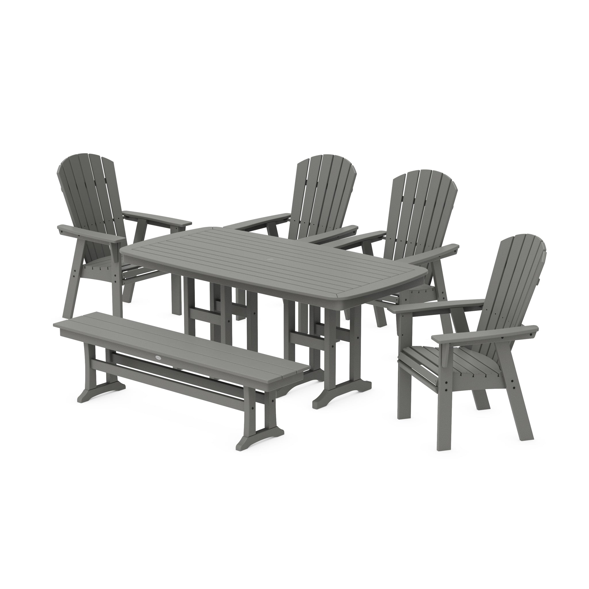Nautical Curveback Adirondack 6-Piece Dining Set with Bench