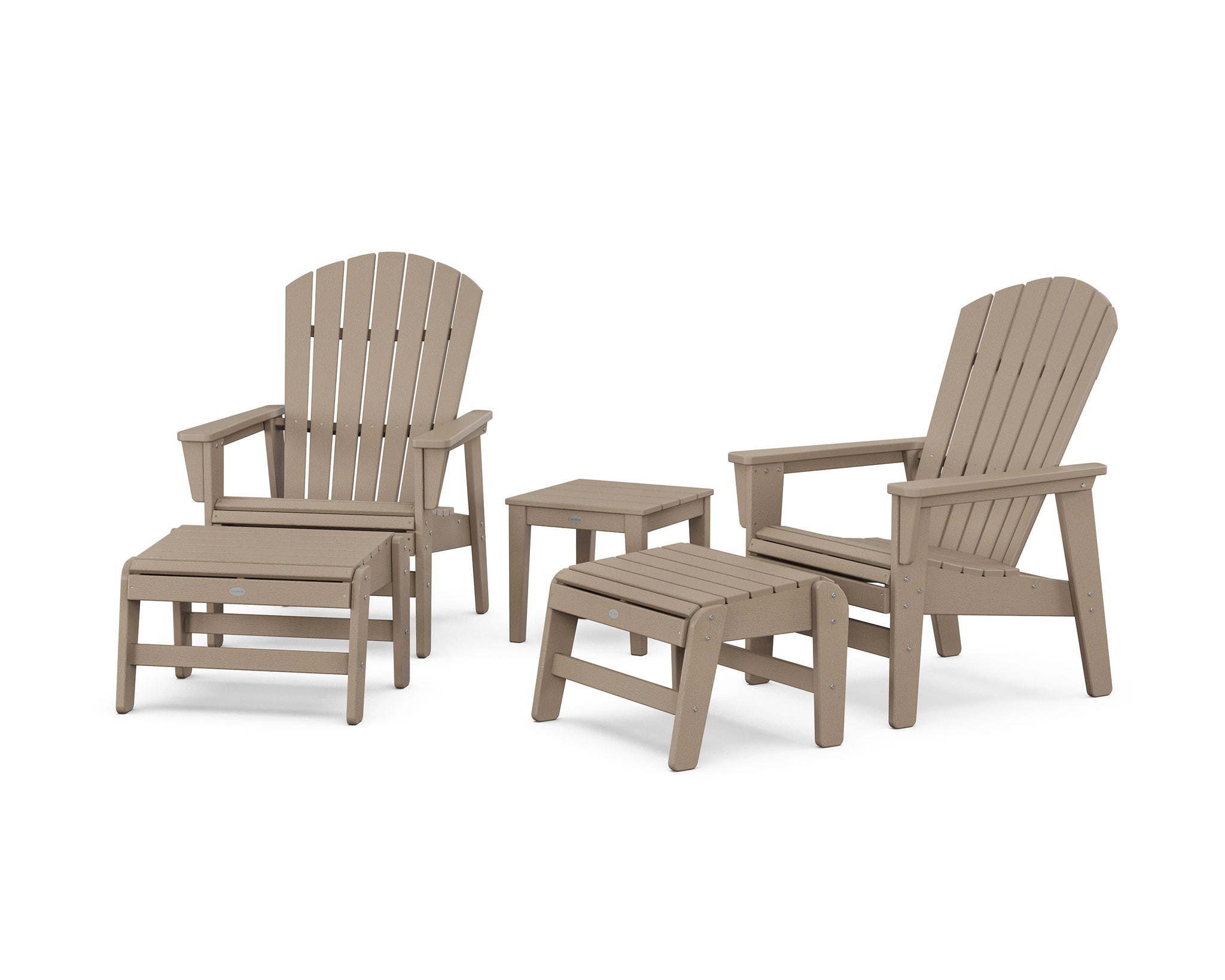 5-Piece Nautical Grand Upright Adirondack Set with Ottomans and Side Table