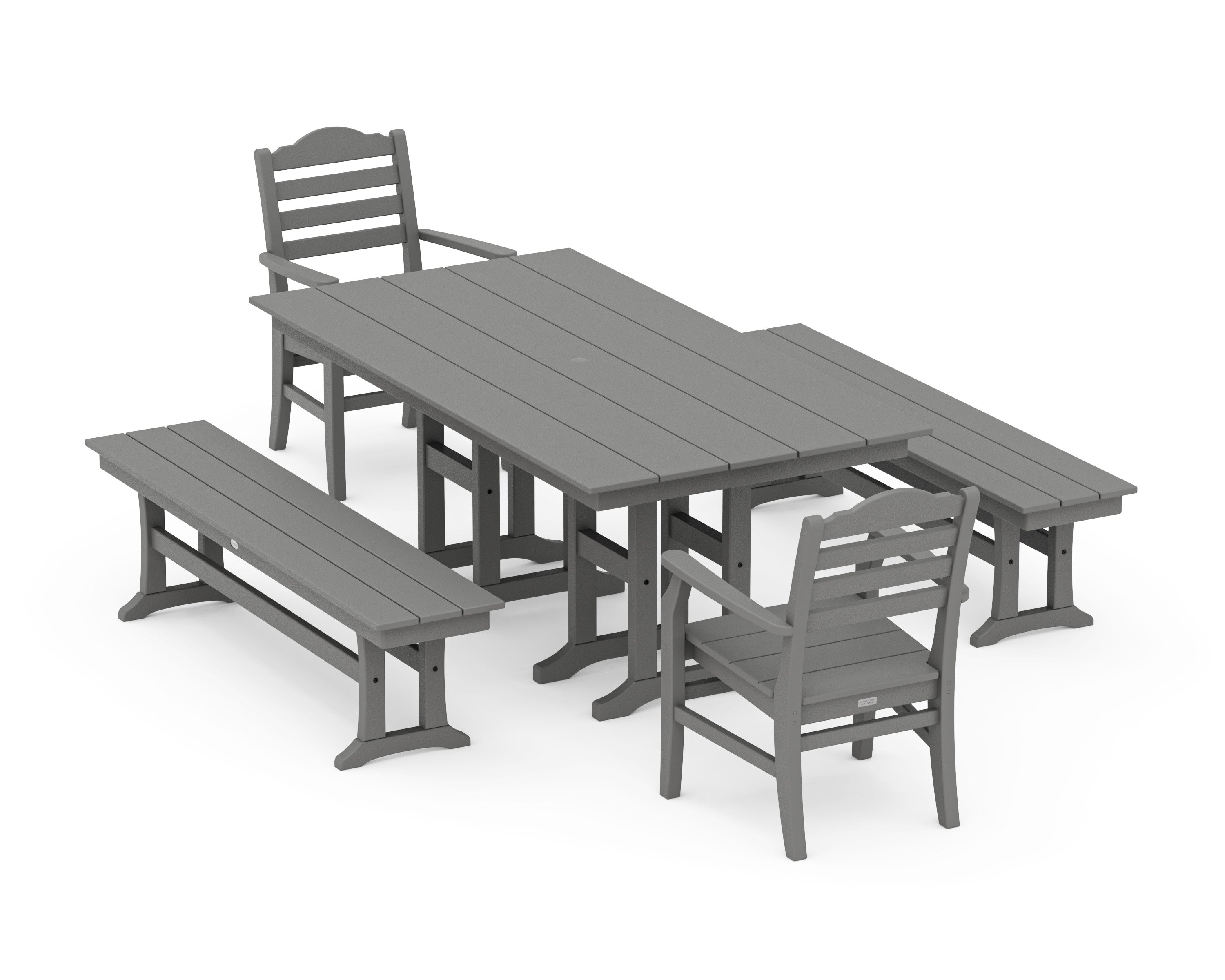 Savannah 5-Piece Farmhouse Dining Set with Benches
