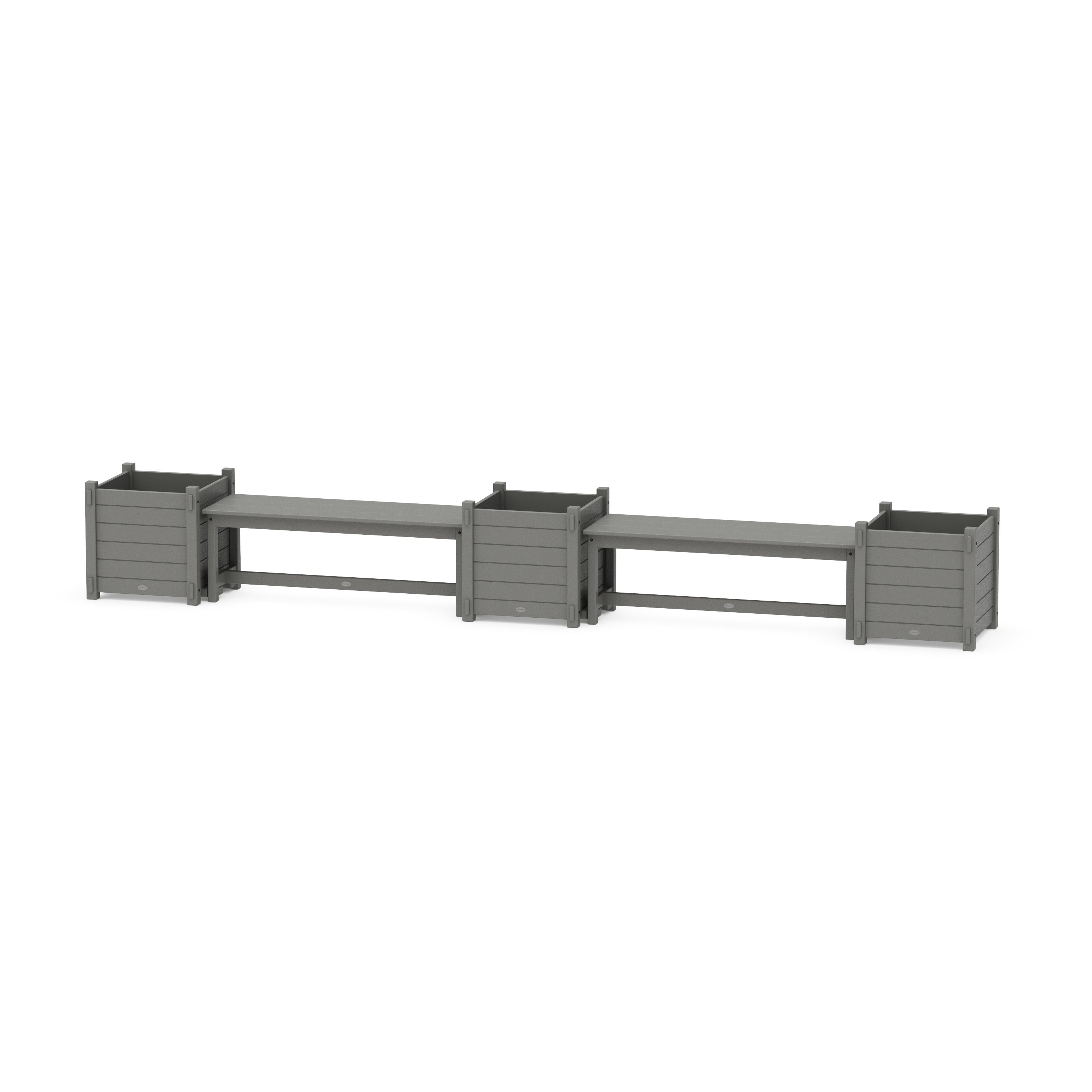48" Nautical Straight Double Planter Bench Set - Large