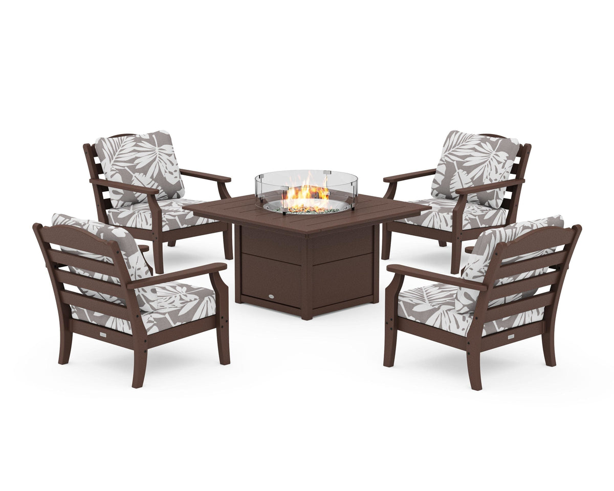 Savannah 5-Piece Deep Seating Set with Fire Pit Table