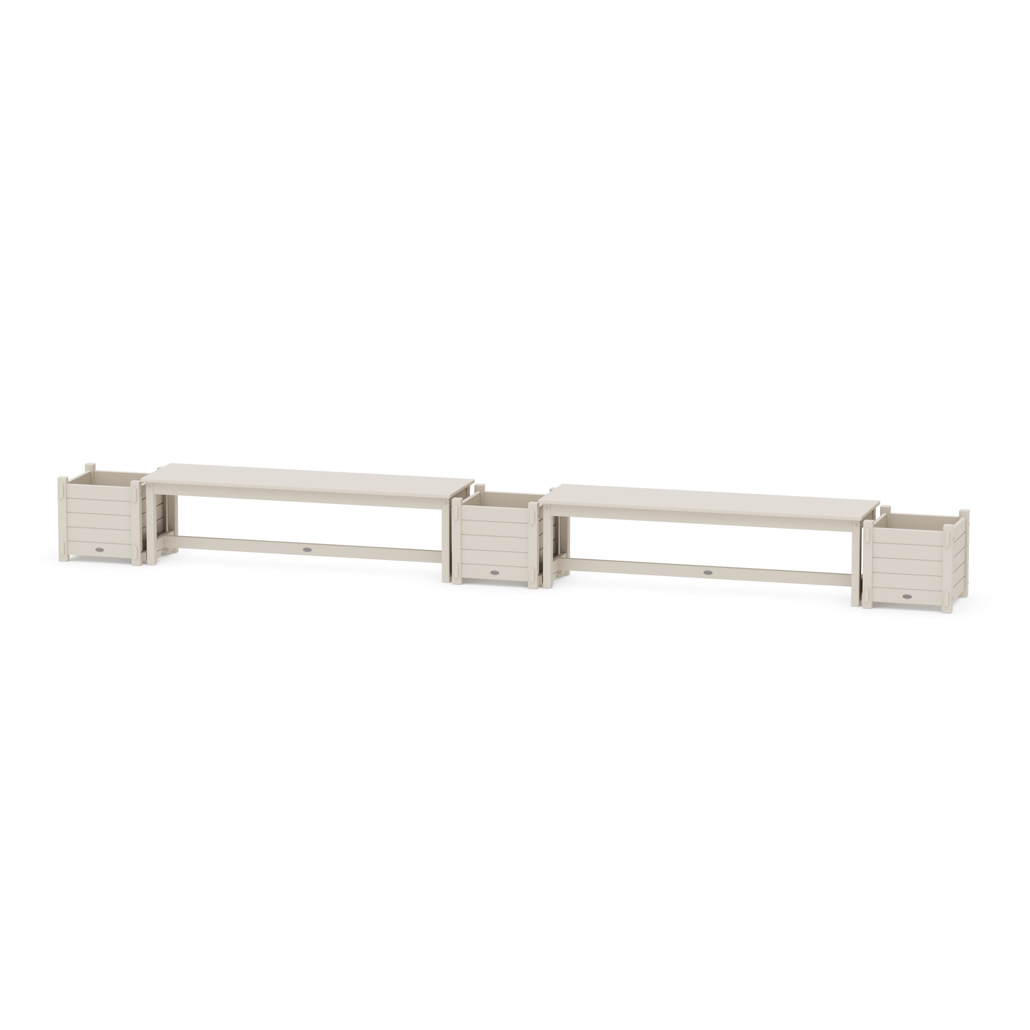 60" Nautical Straight Double Planter Bench Set