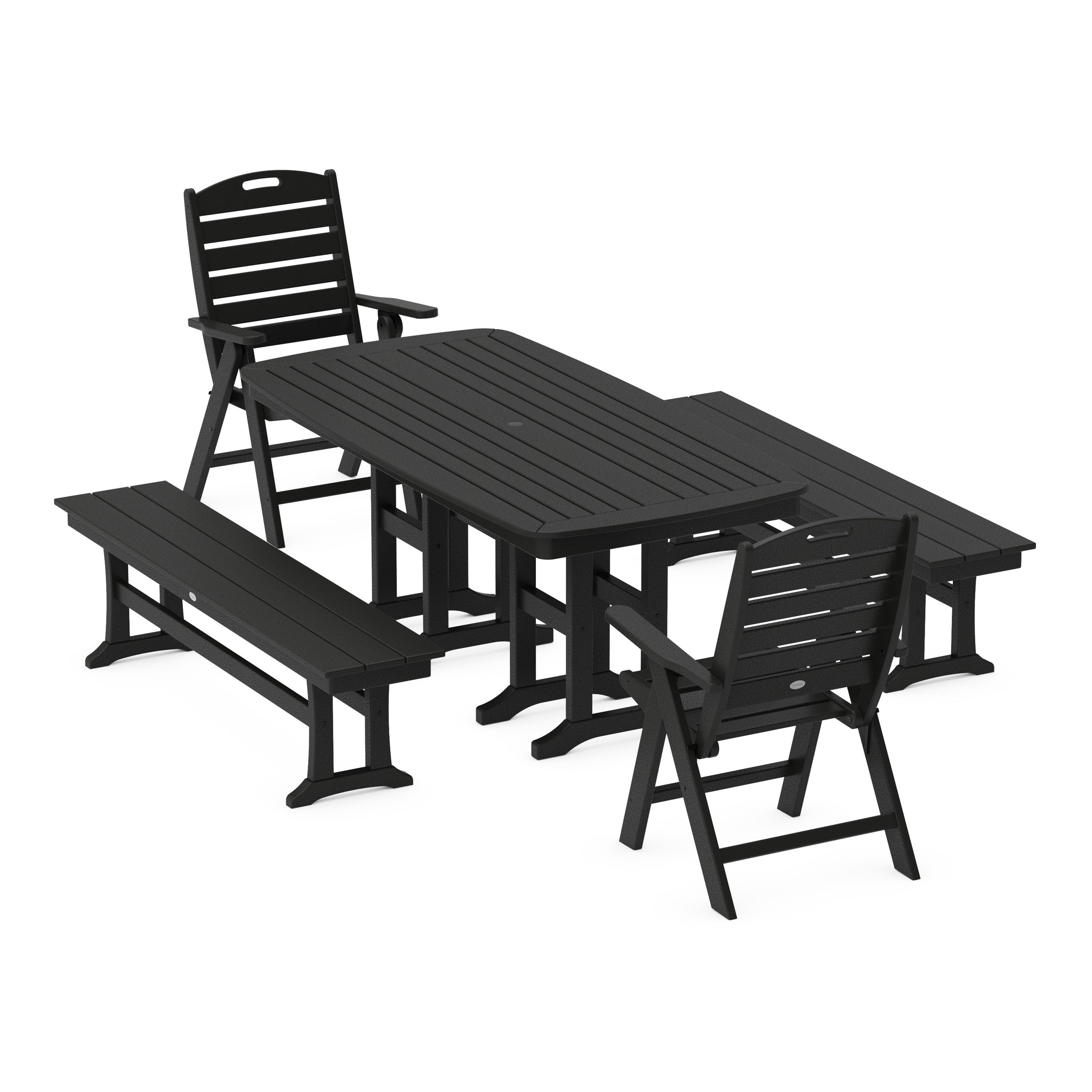 Nautical Highback 5-Piece Dining Set with Benches