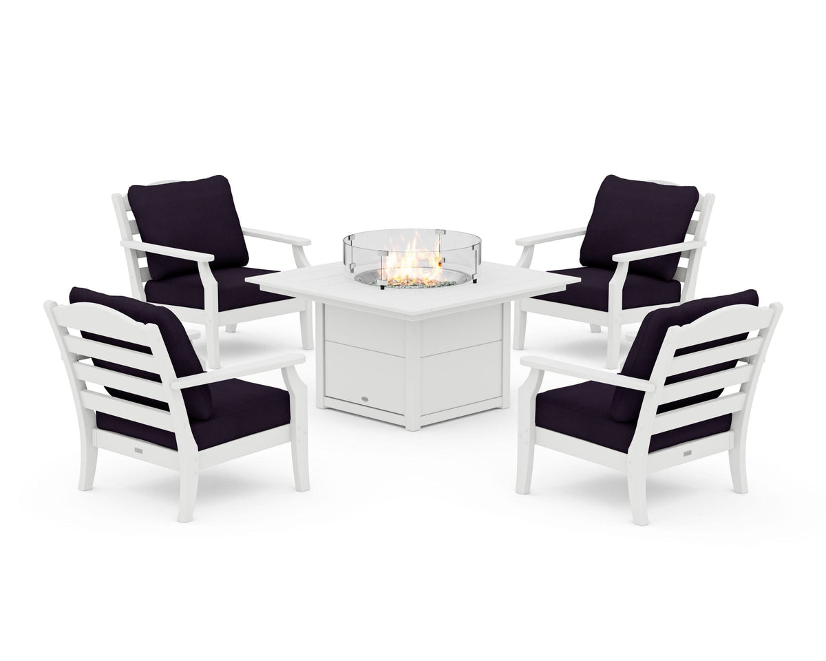 Savannah 5-Piece Deep Seating Set with Fire Pit Table
