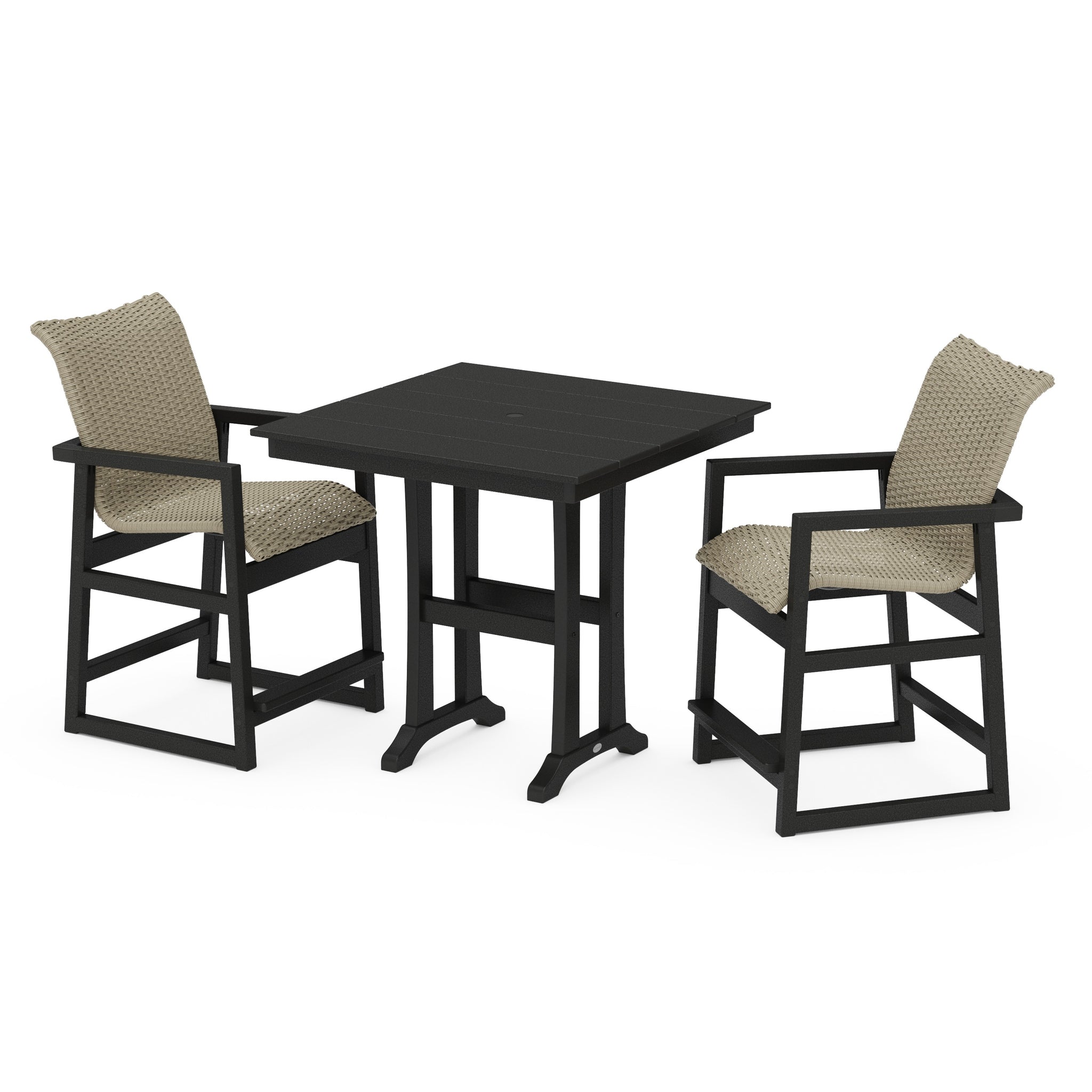 EDGE Woven 3-Piece Farmhouse Counter Set with Trestle Legs