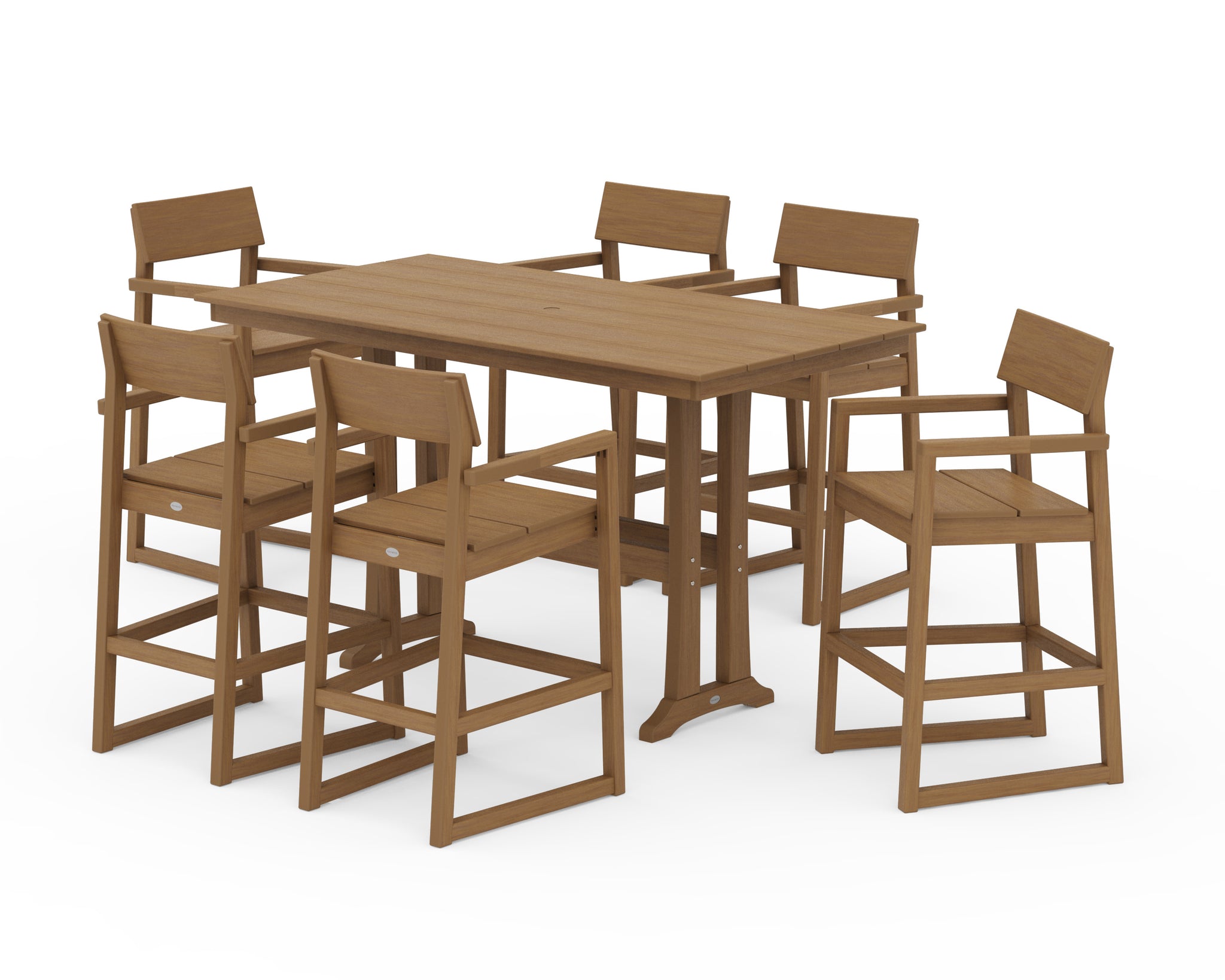 EDGE Arm Chair 7-Piece Farmhouse Bar Set with Trestle Legs
