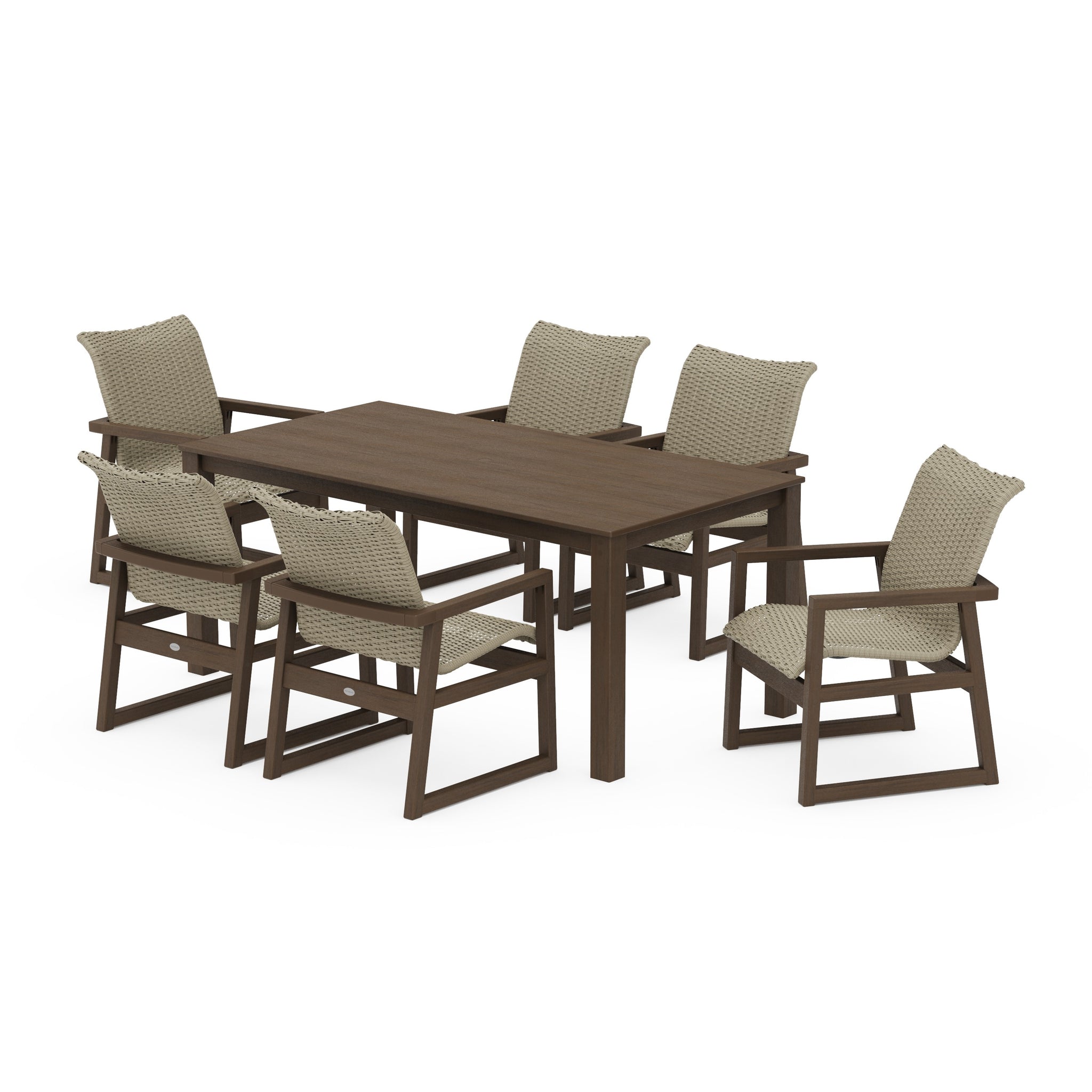 EDGE Woven Arm Chair 7-Piece Parsons Dining Set