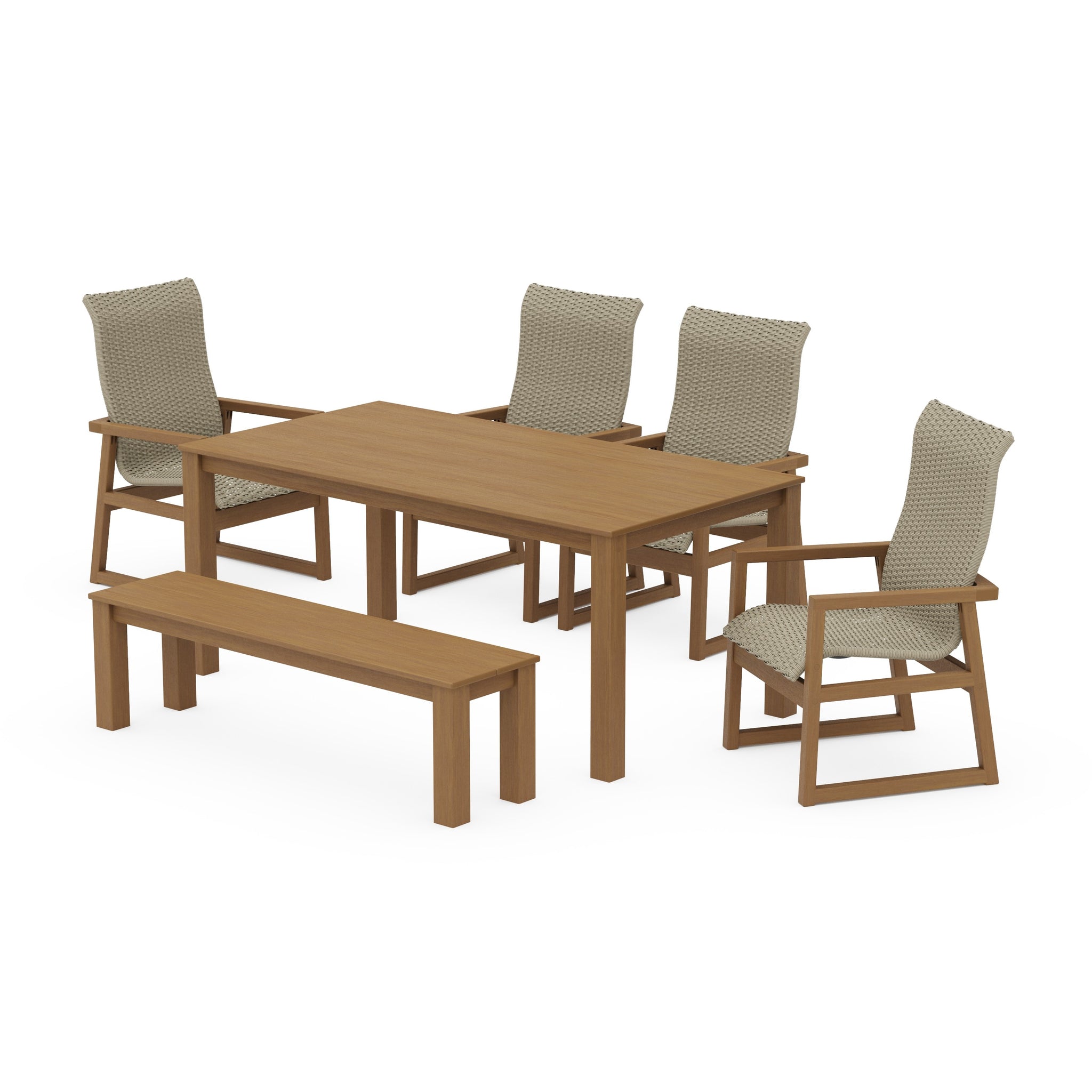 EDGE Woven Highback 6-Piece Parsons Dining Set with Bench