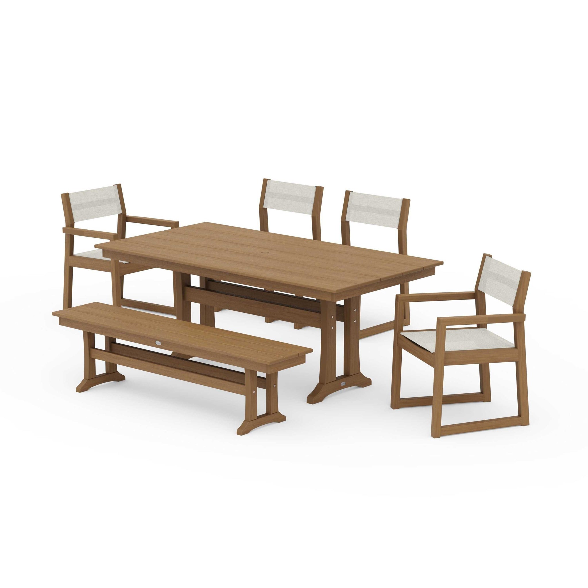 EDGE Sling 6-Piece Farmhouse Dining Set With Trestle Legs