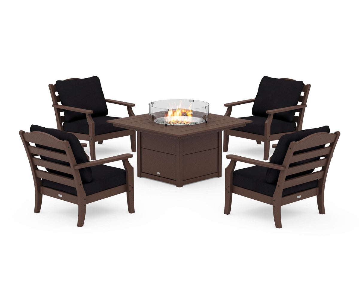 Savannah 5-Piece Deep Seating Set with Fire Pit Table