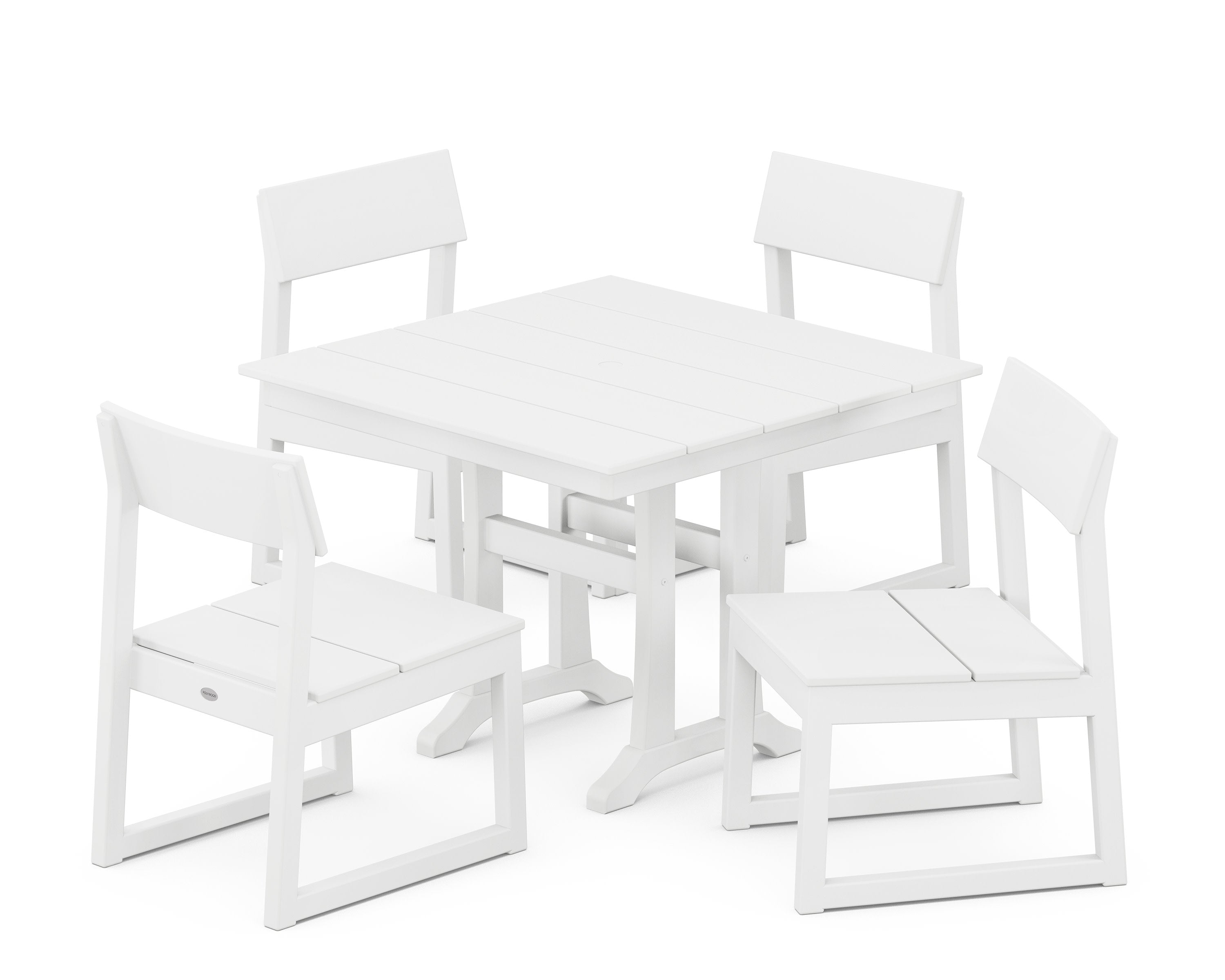 EDGE 5-Piece Farmhouse Trestle Side Chair Dining Set