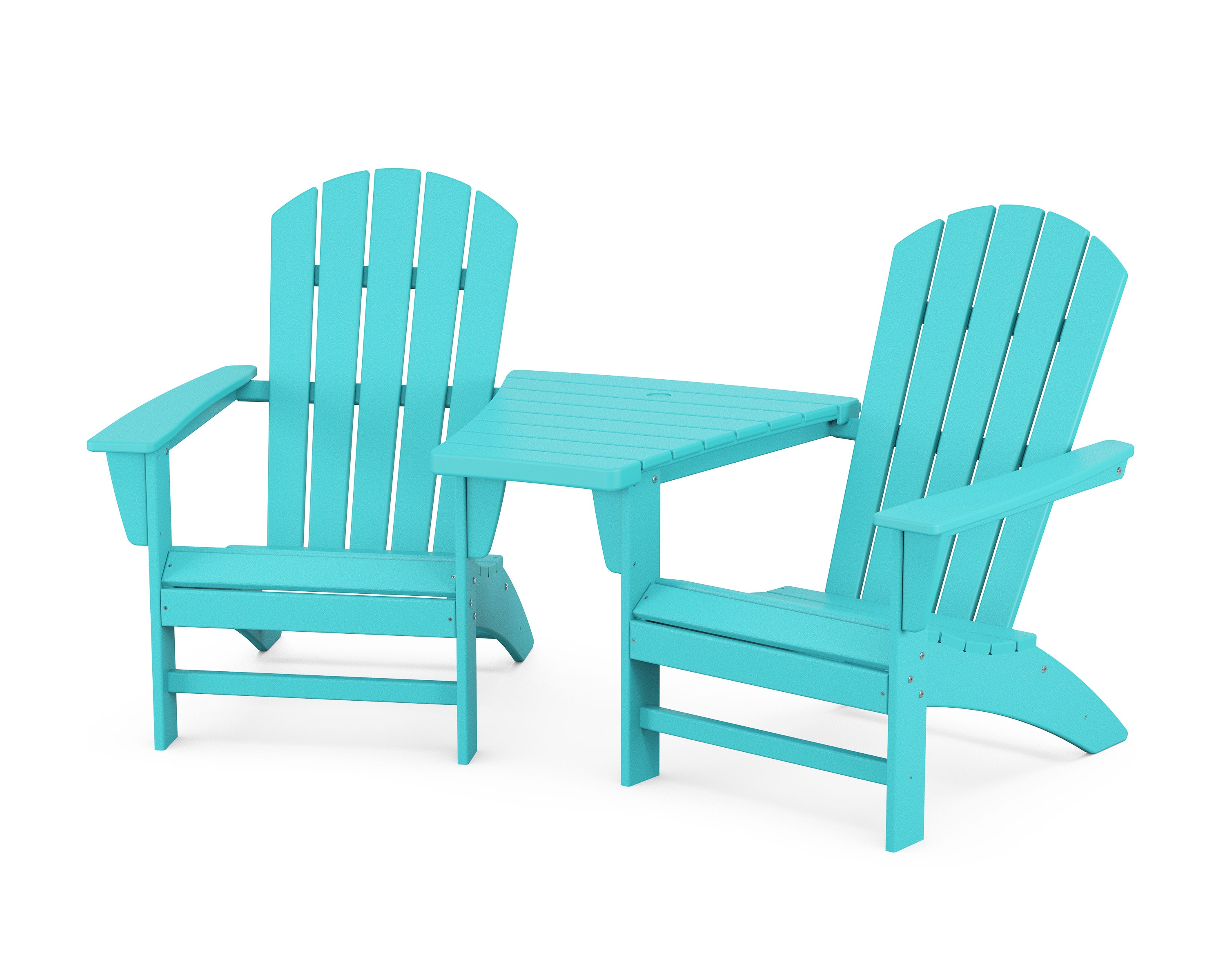 Nautical 3-Piece Adirondack Set with Angled Connecting Table