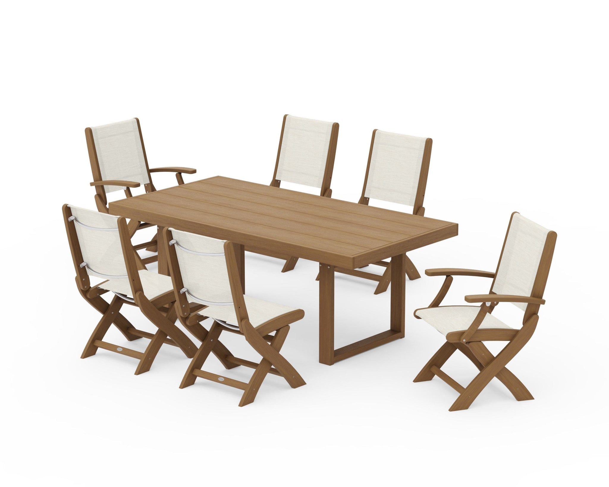 Coastal Folding Chair 7-Piece Dining Set with Trestle Legs