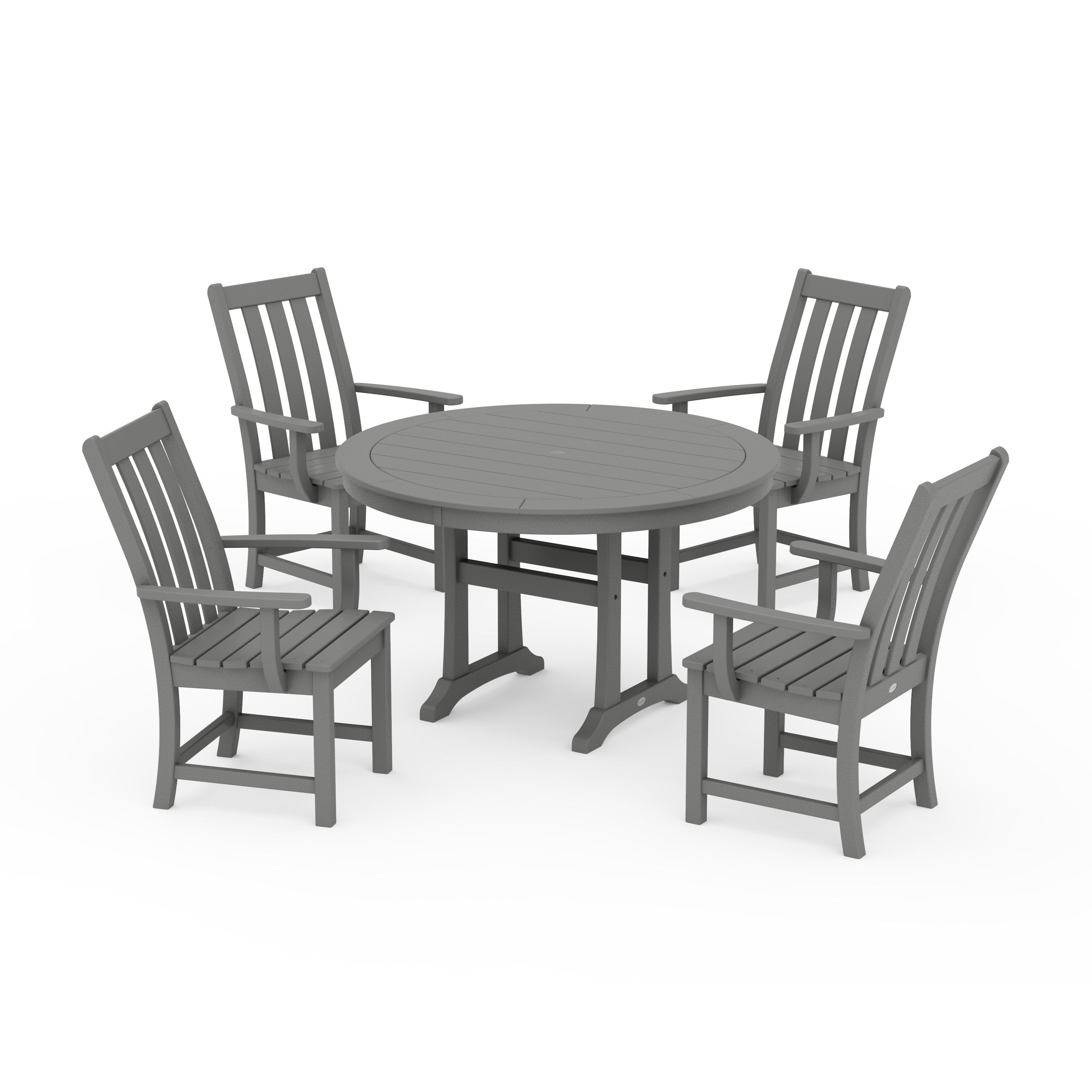 Vineyard 5-Piece Round Dining Set with Trestle Legs