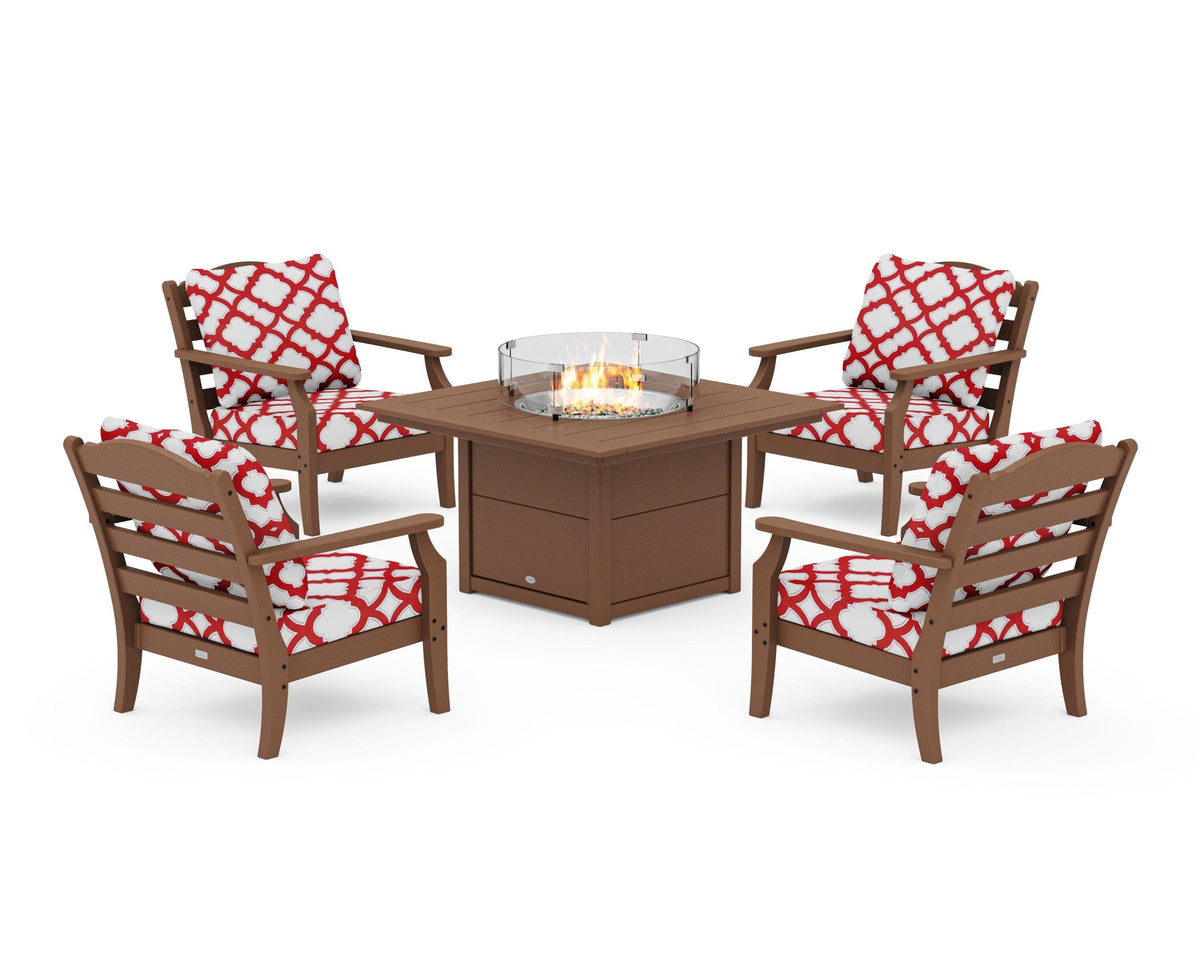 Savannah 5-Piece Deep Seating Set with Fire Pit Table