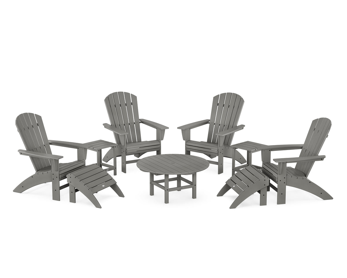 Nautical Curveback Adirondack Chair 9-Piece Conversation Set