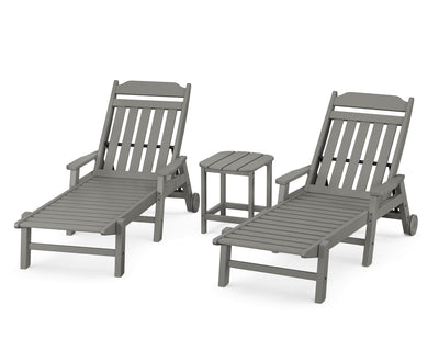 Cottage 3-Piece Chaise Set with Arms and Wheels
