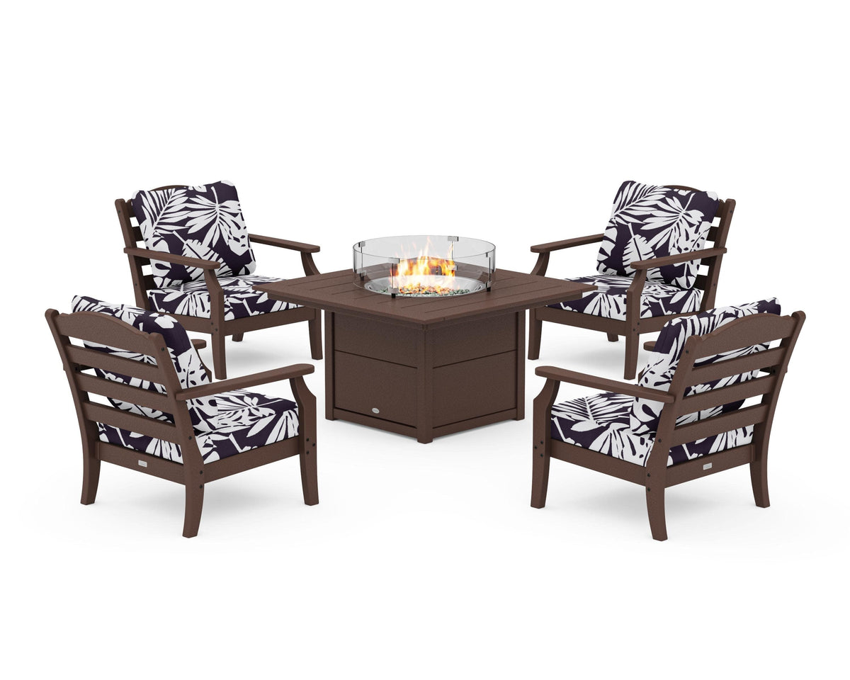Savannah 5-Piece Deep Seating Set with Fire Pit Table