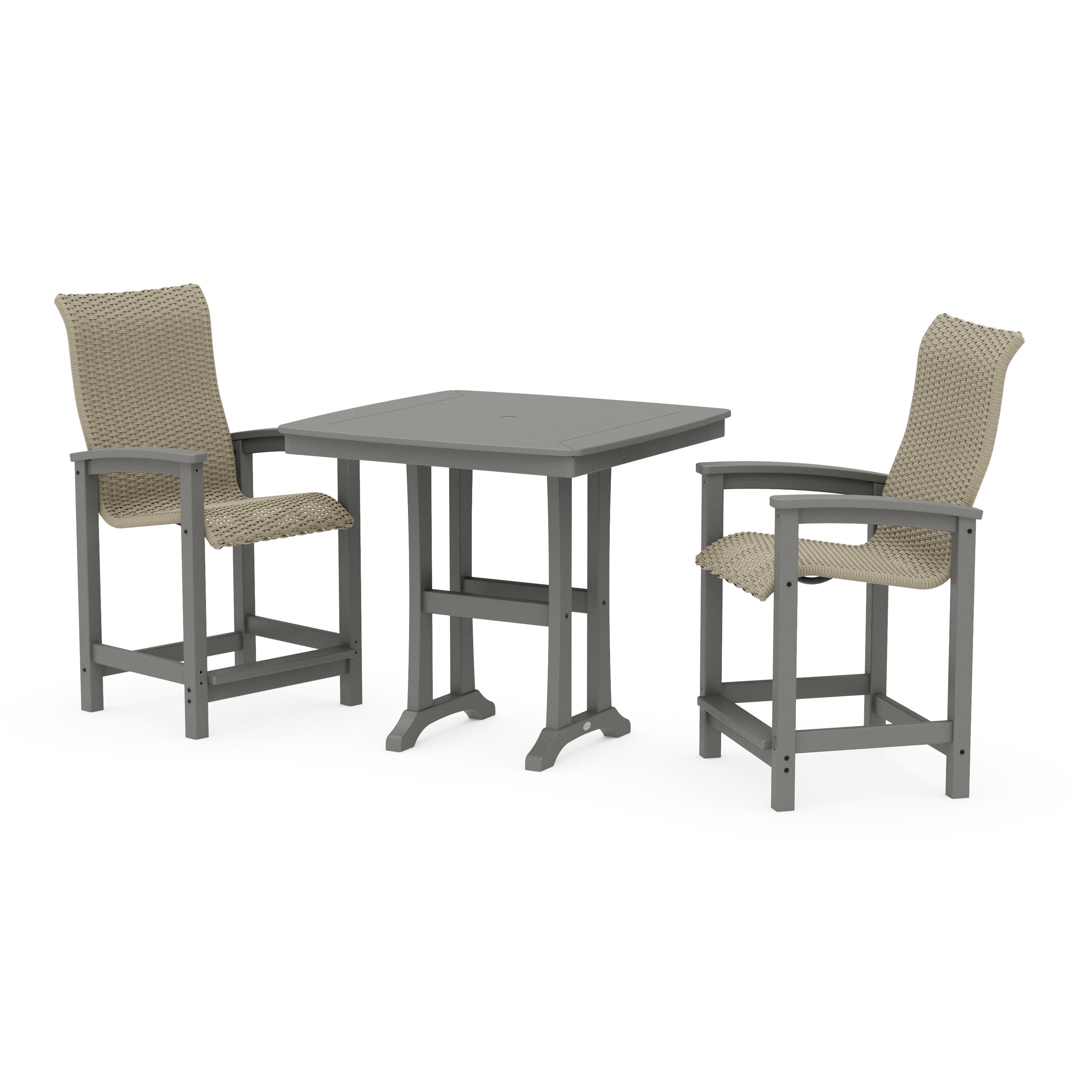 Coastal Woven High-Back 3-Piece Counter Set with Trestle Legs