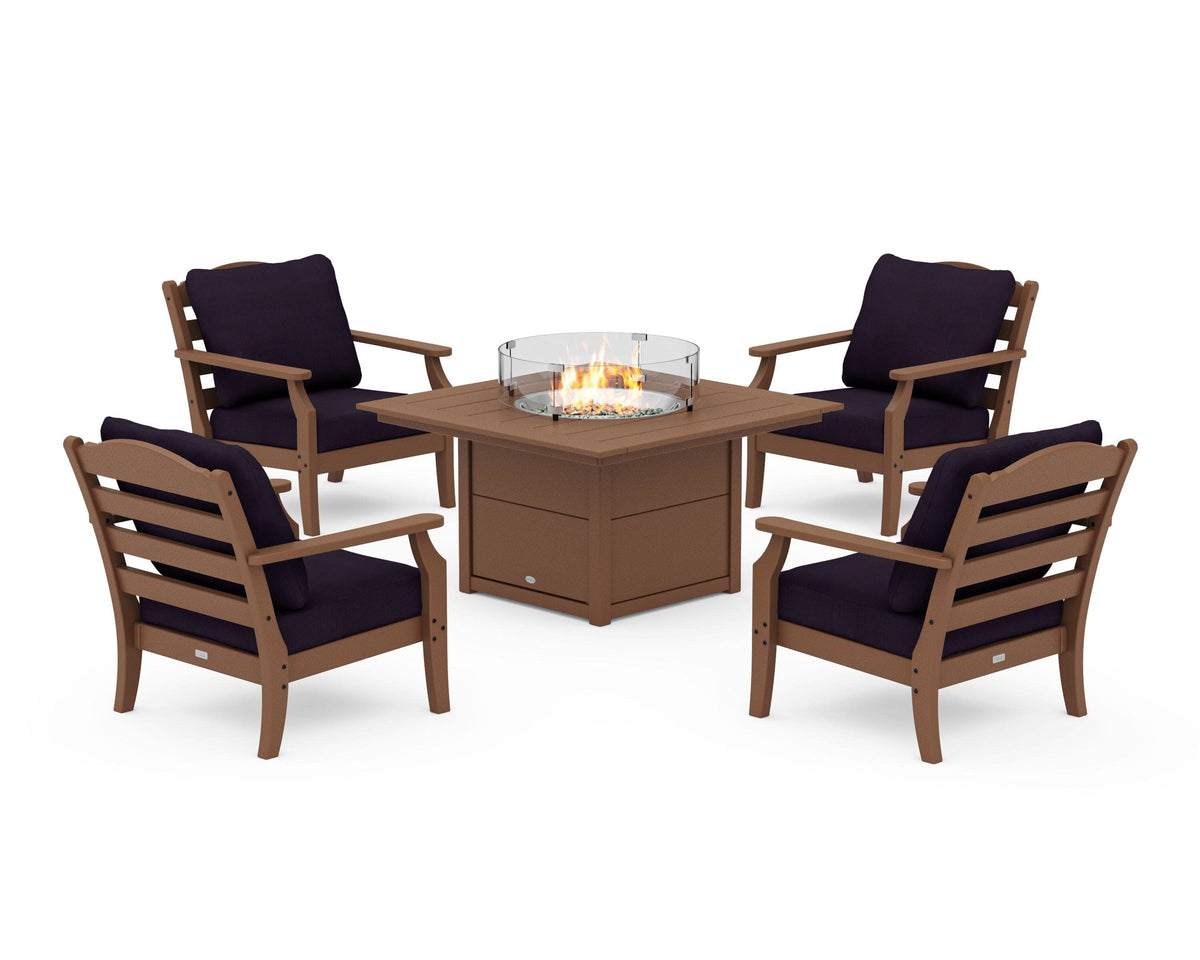 Savannah 5-Piece Deep Seating Set with Fire Pit Table