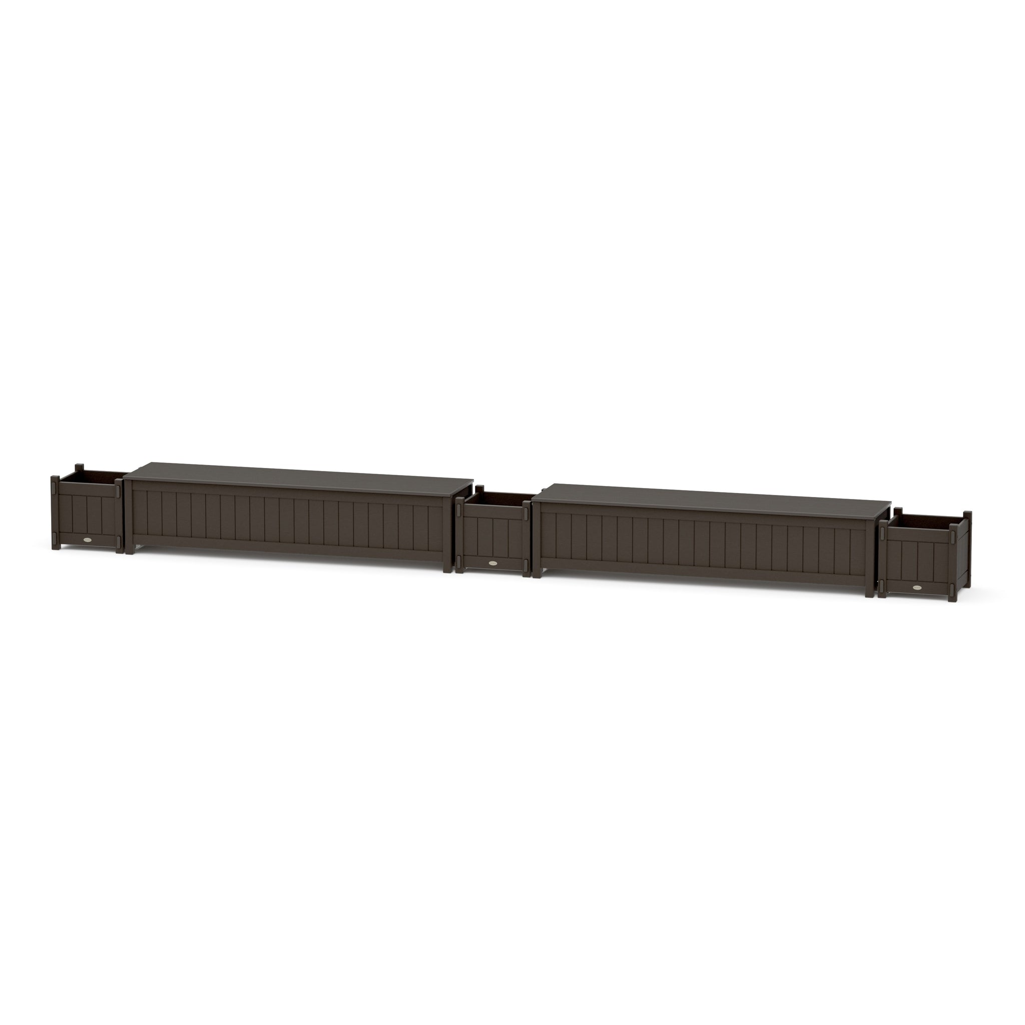 72" Vineyard Straight Double Planter Storage Bench Set