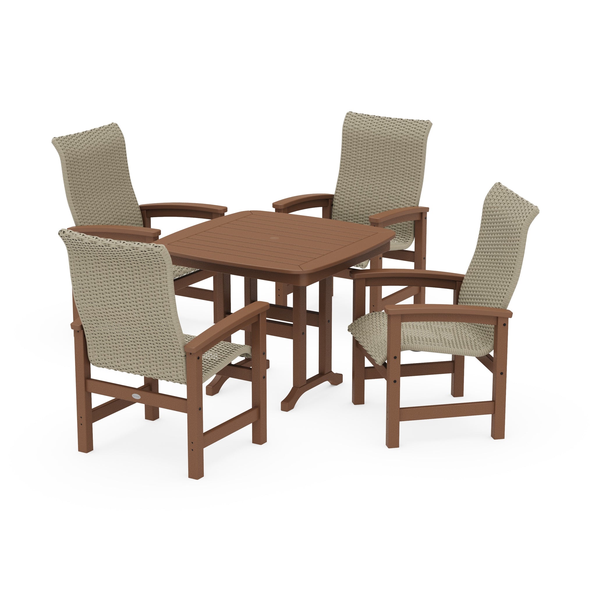 Coastal Woven High-Back 5-Piece Dining Set
