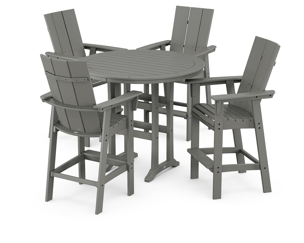 Modern Curveback Adirondack 5-Piece Nautical Trestle Bar Set