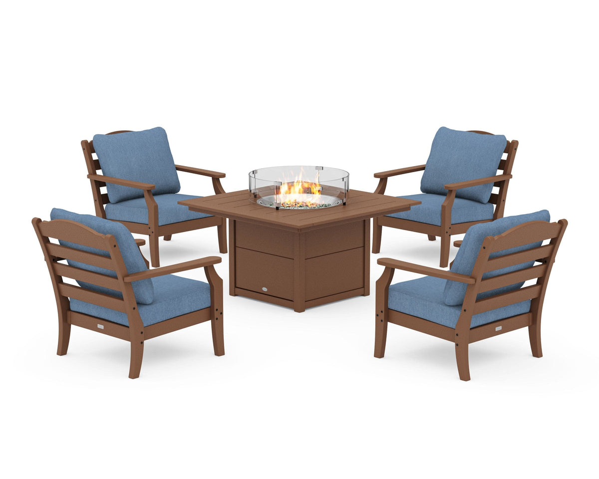 Savannah 5-Piece Deep Seating Set with Fire Pit Table