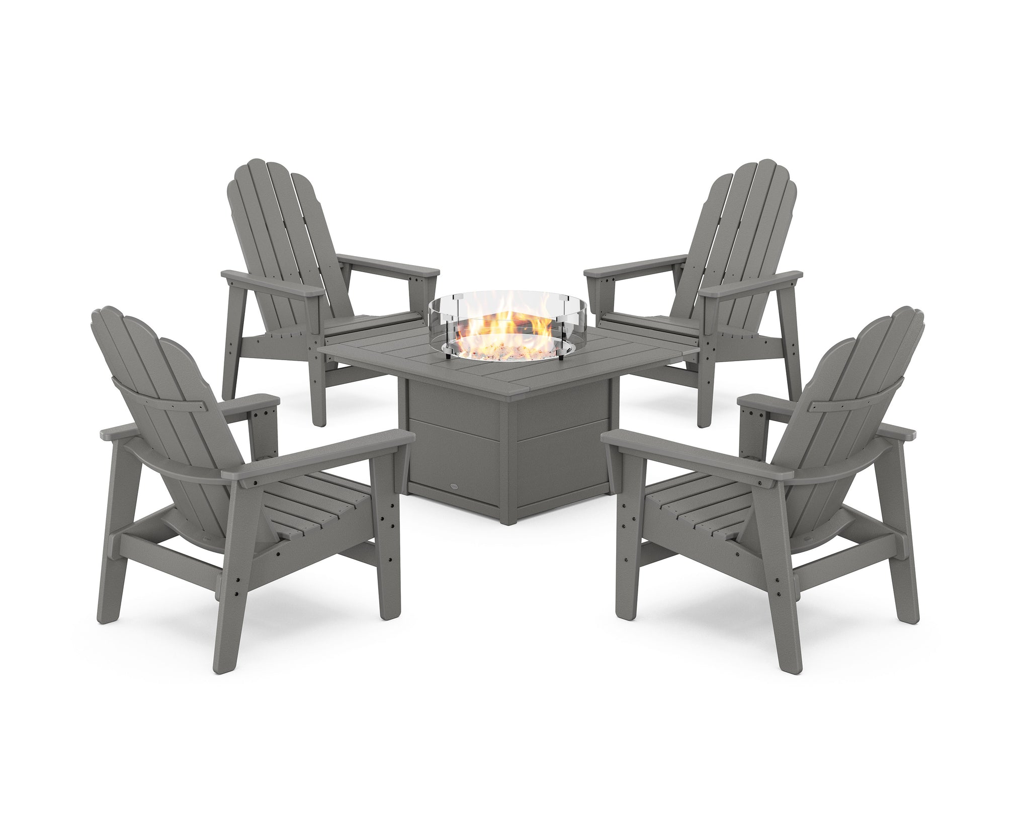 5-Piece Vineyard Grand Upright Adirondack Conversation Set with Fire Pit Table