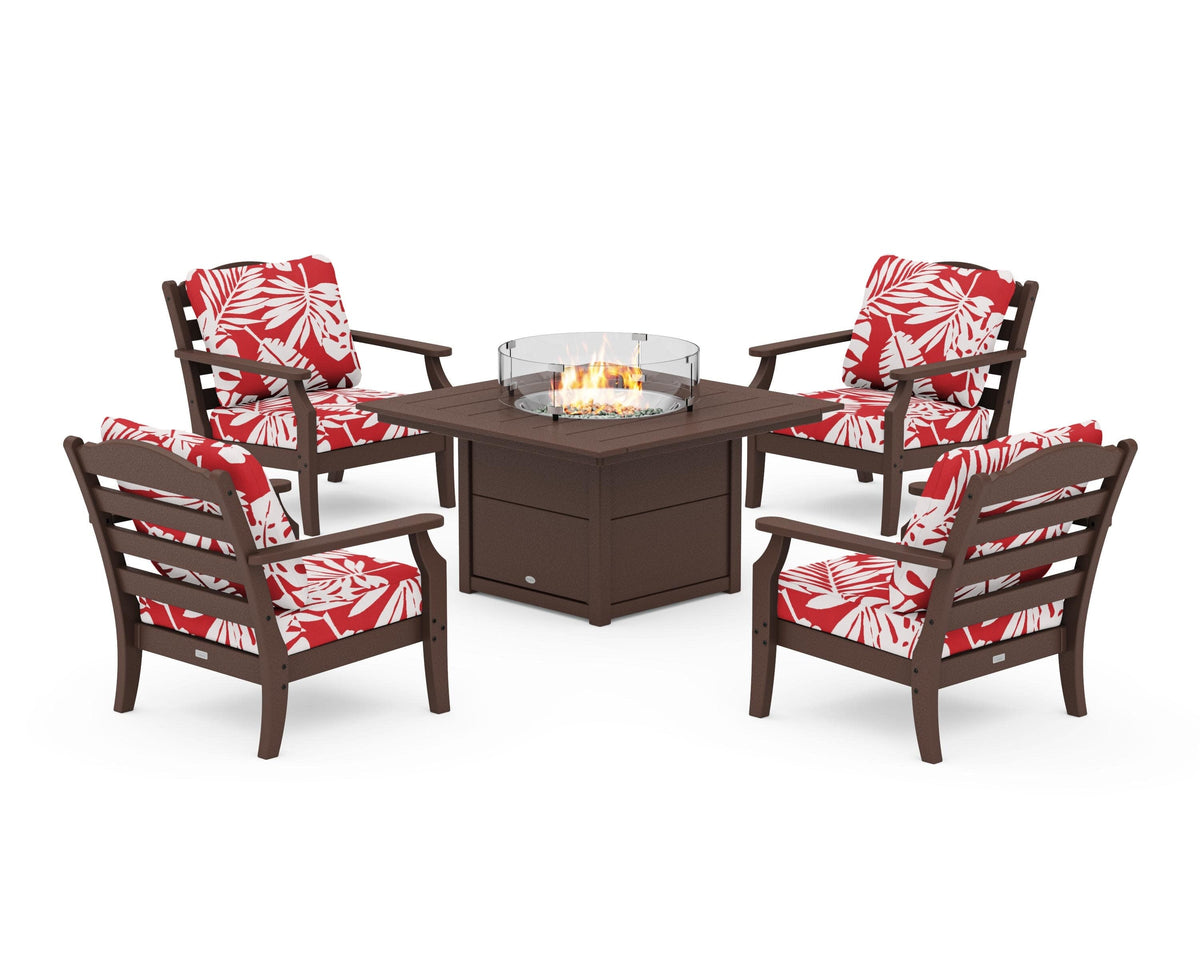 Savannah 5-Piece Deep Seating Set with Fire Pit Table