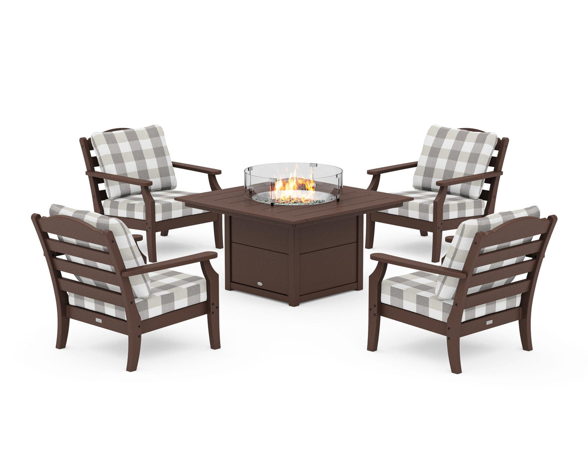 Savannah 5-Piece Deep Seating Set with Fire Pit Table