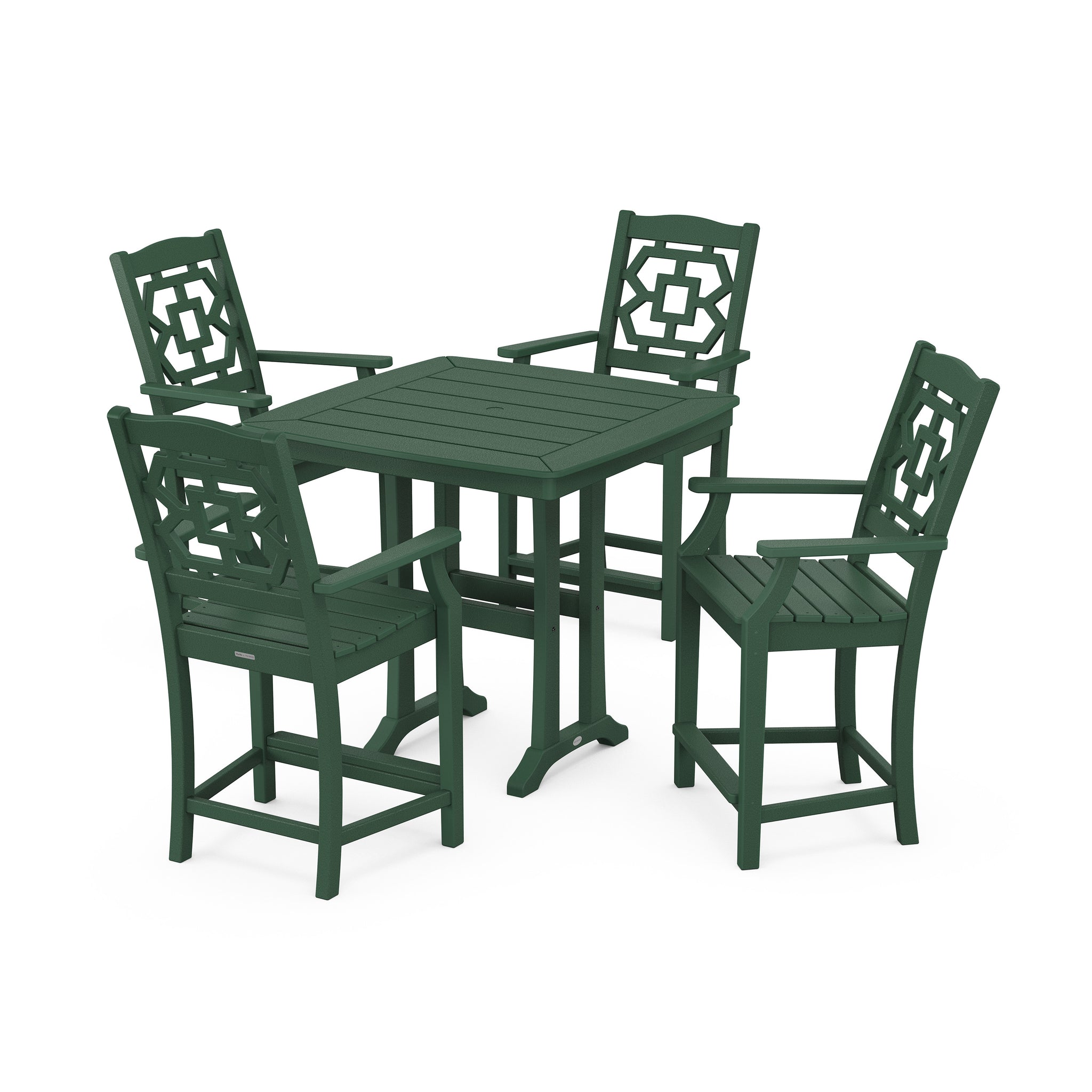 Chinoiserie 5-Piece Counter Set with Trestle Legs