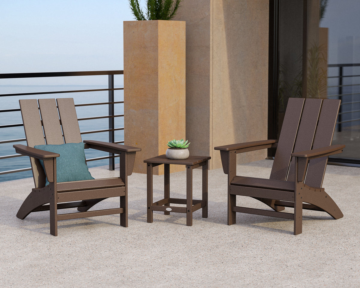 Modern 3-Piece Adirondack Set with Long Island 18" Side Table