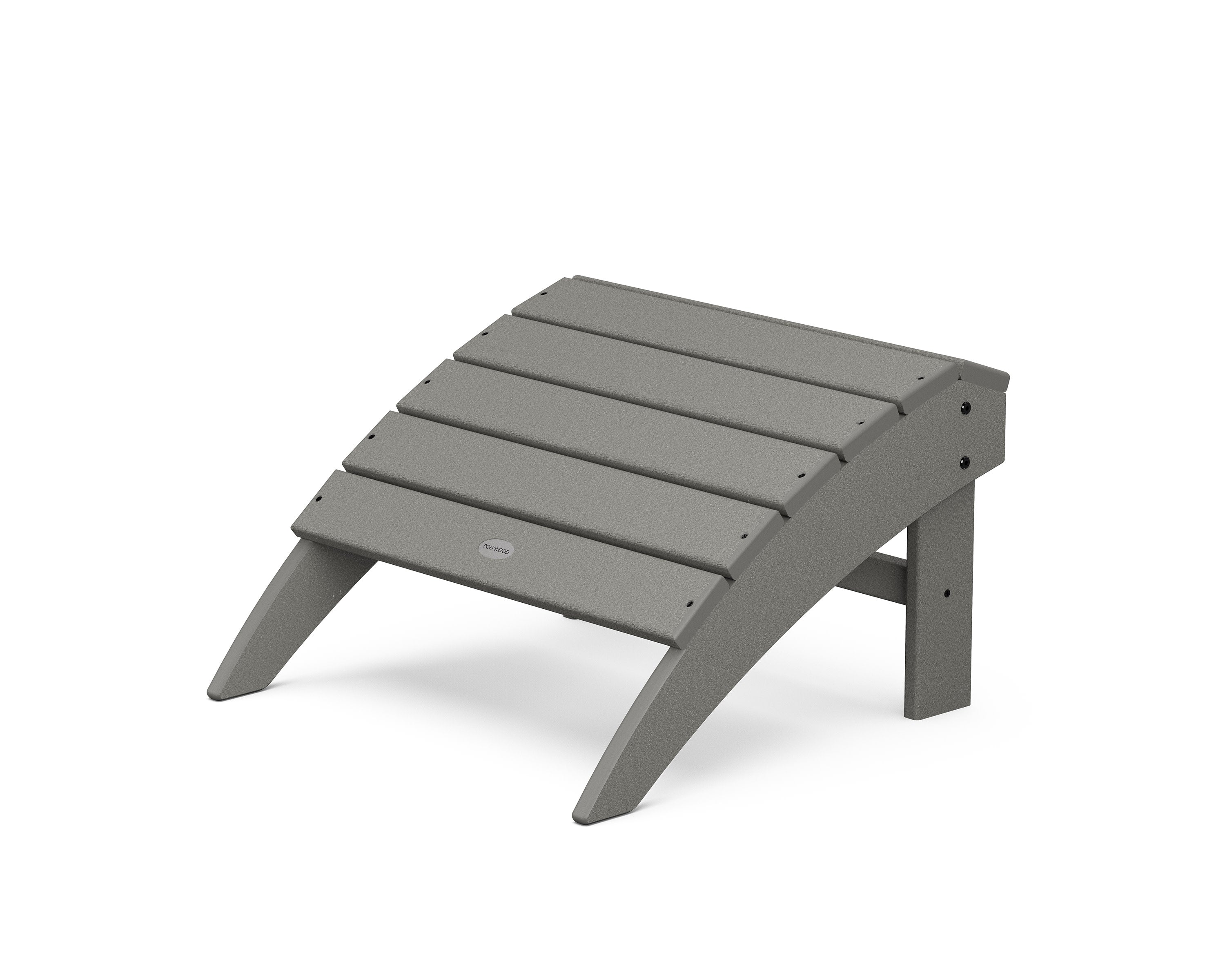 Slate Gray POLYWOOD Vineyard Adirondack Ottoman made of wood, designed for outdoor furniture use.
