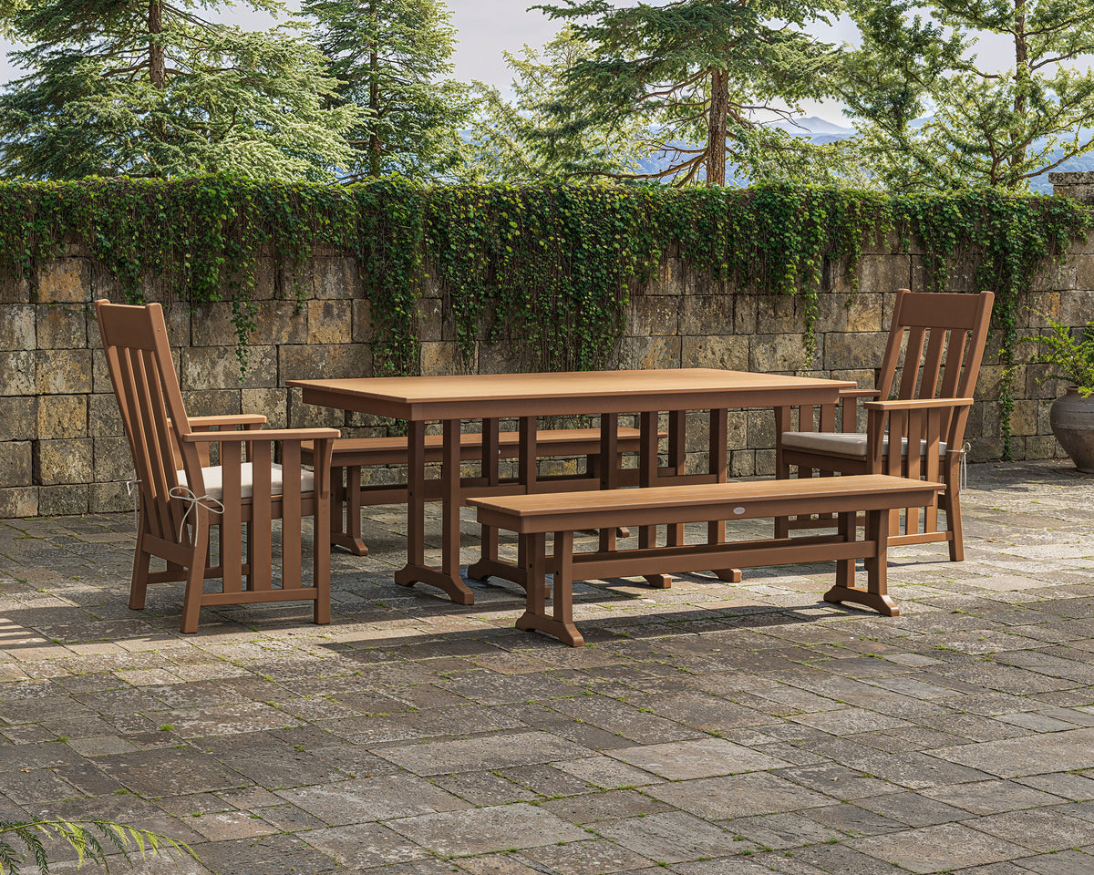 Acadia 5-Piece Farmhouse Dining Set with Benches