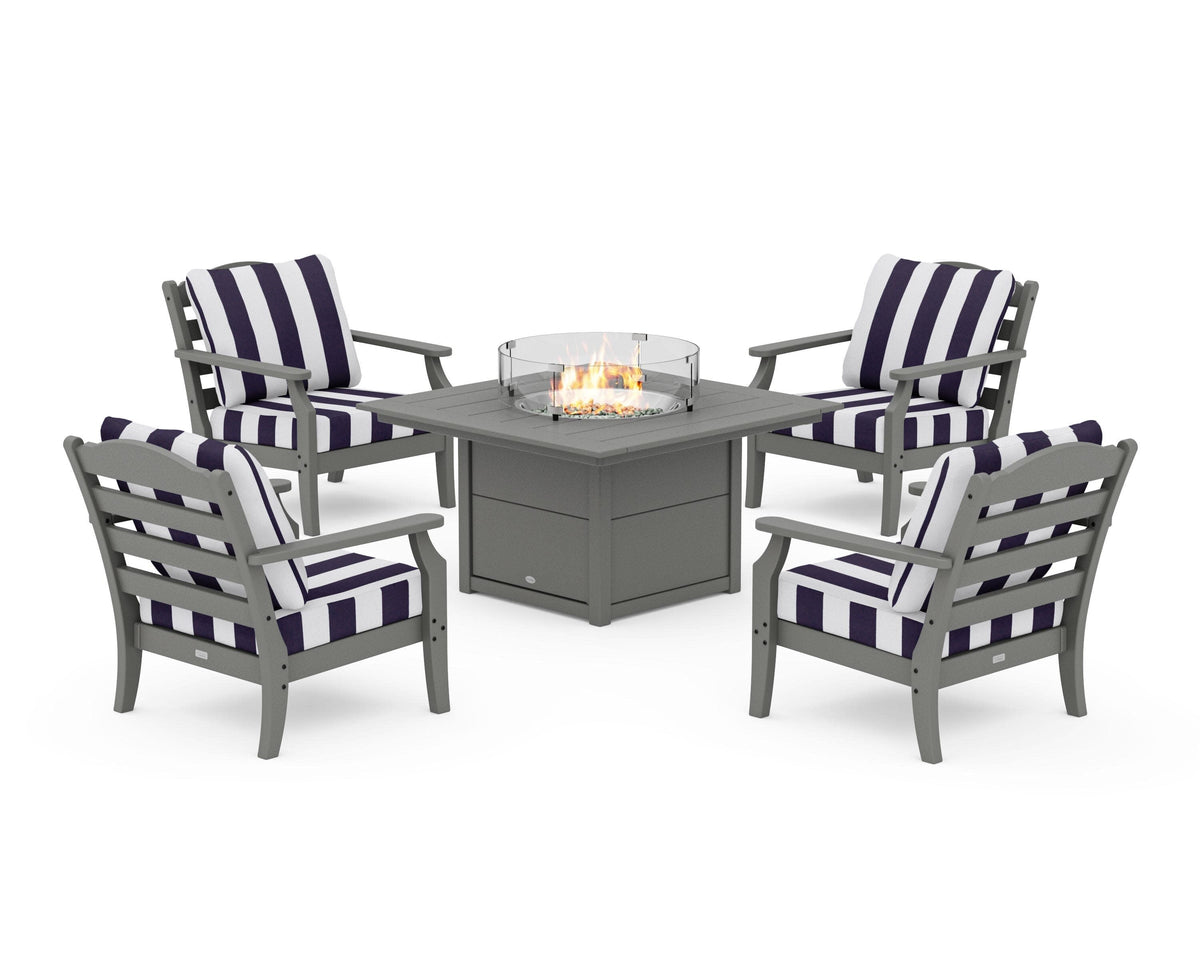 Savannah 5-Piece Deep Seating Set with Fire Pit Table