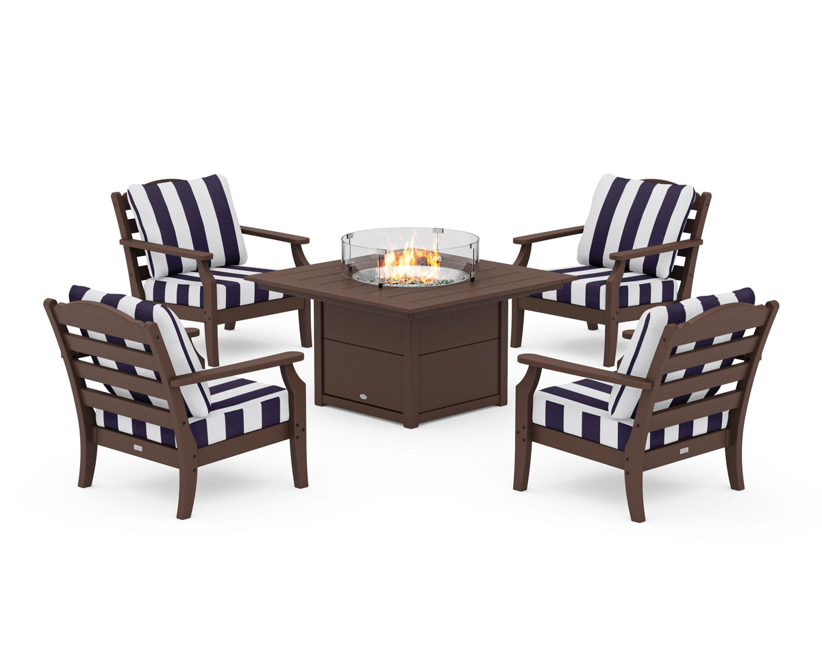 Savannah 5-Piece Deep Seating Set with Fire Pit Table