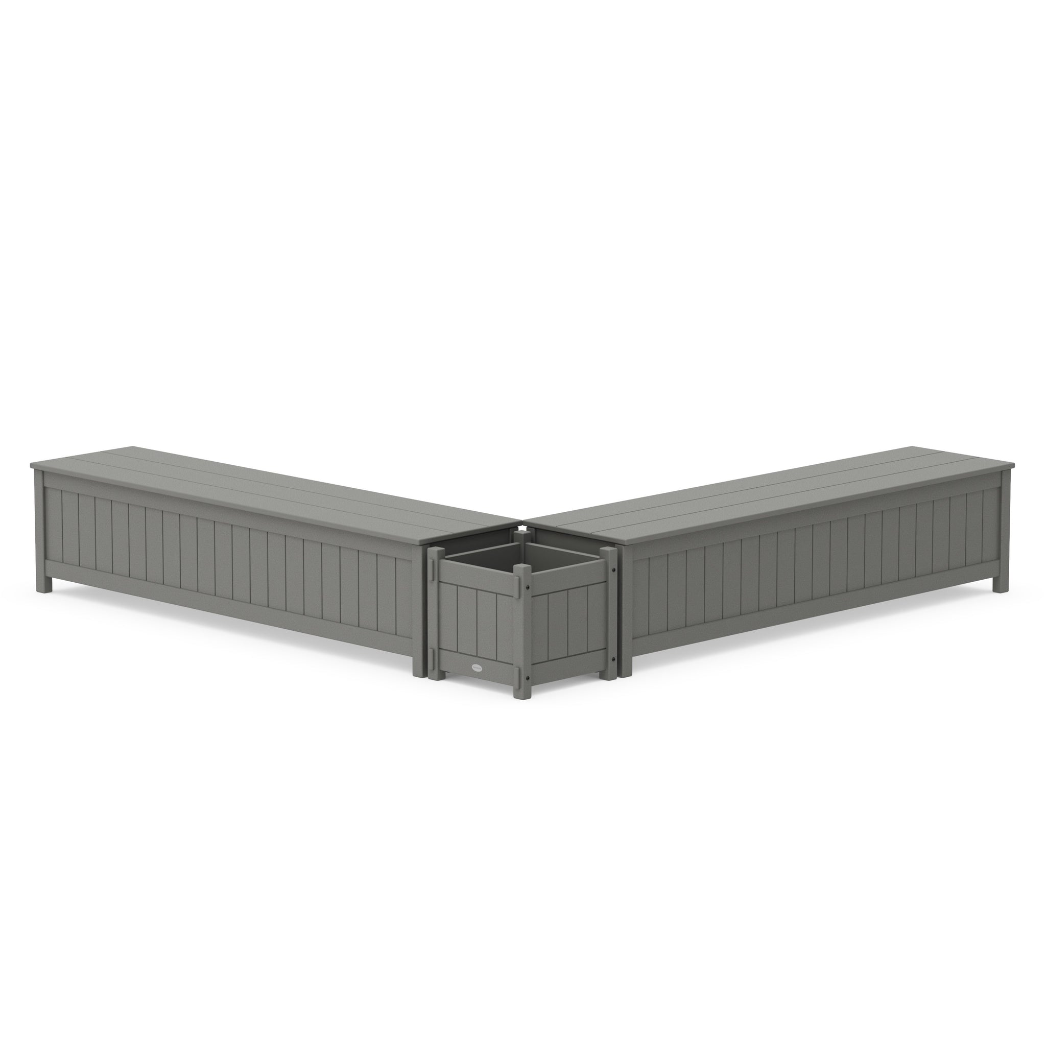 72" Vineyard L- Shaped Planter Storage Bench Set